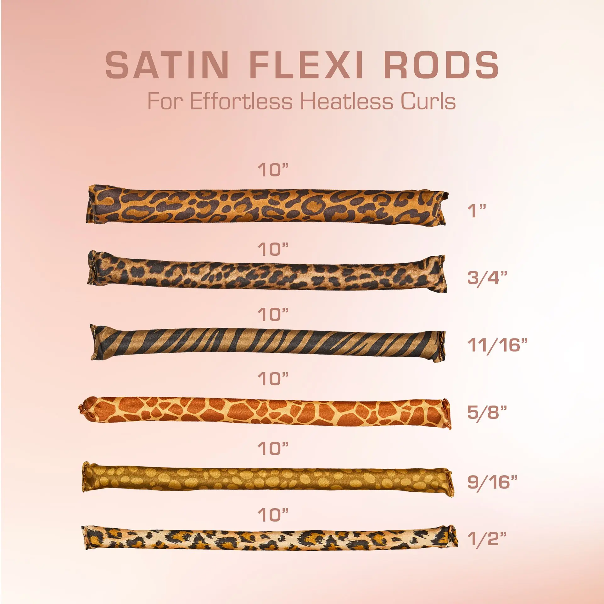 RED by KISS Animal Print Heatless Curling Silky Satin Flexi Rods - Image 38