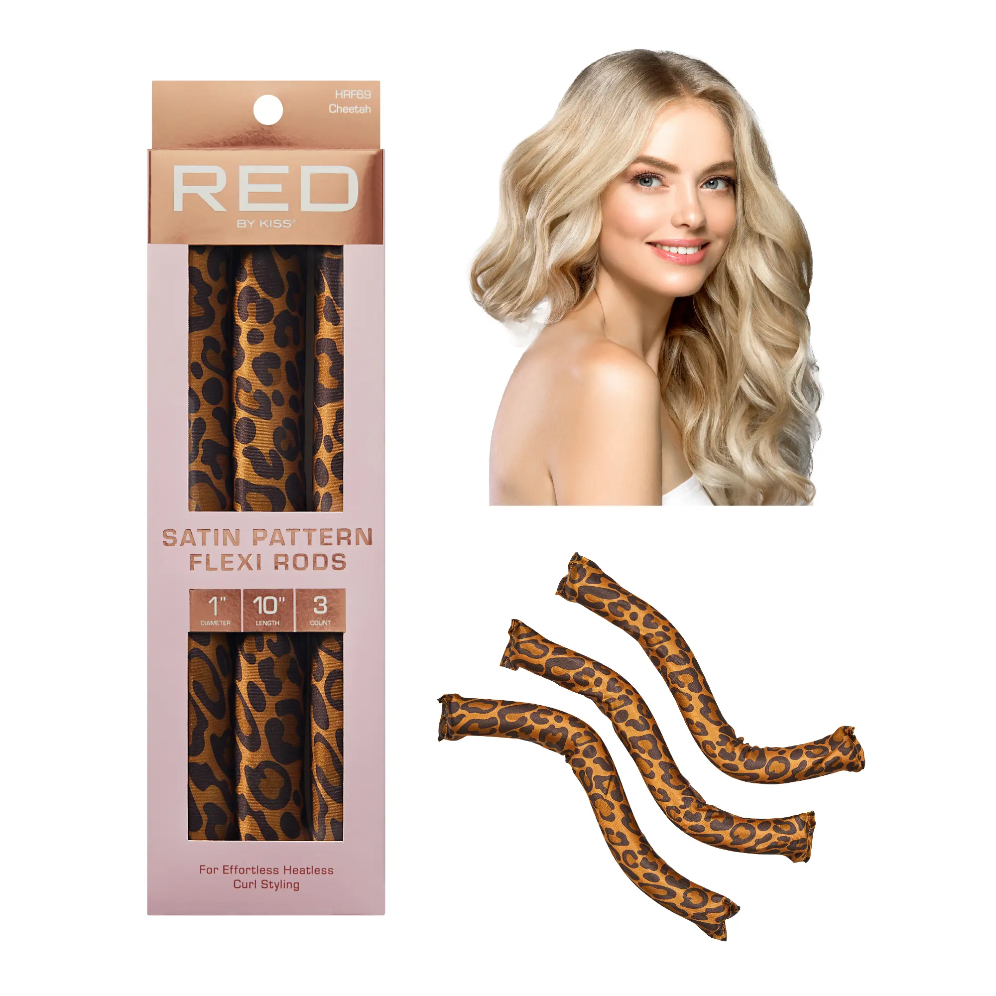 RED by KISS Animal Print Heatless Curling Silky Satin Flexi Rods - Image 41