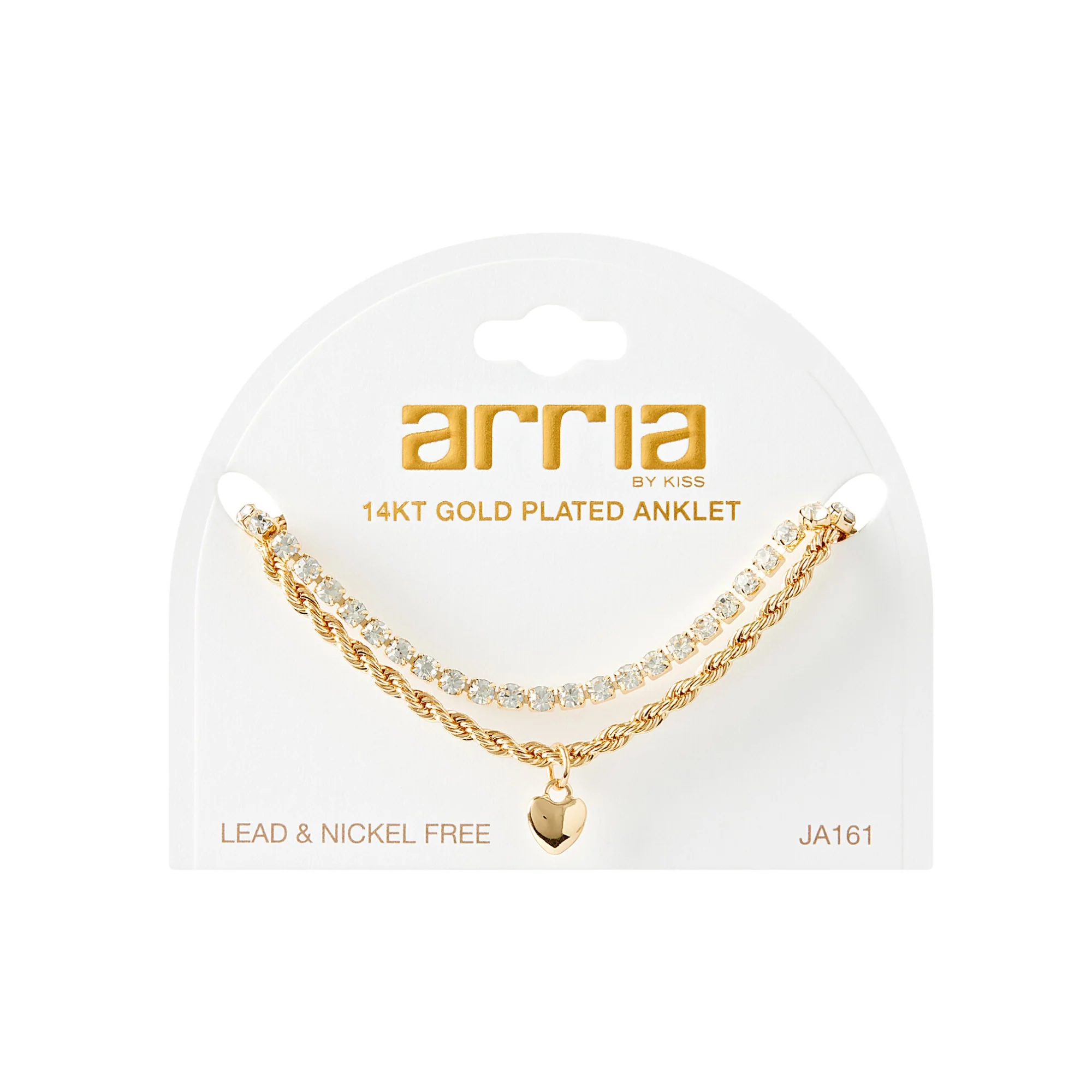 ARRIA Stacked Heart Anklet for Women - 14K Gold Plated & White Gold Tone - Image 2