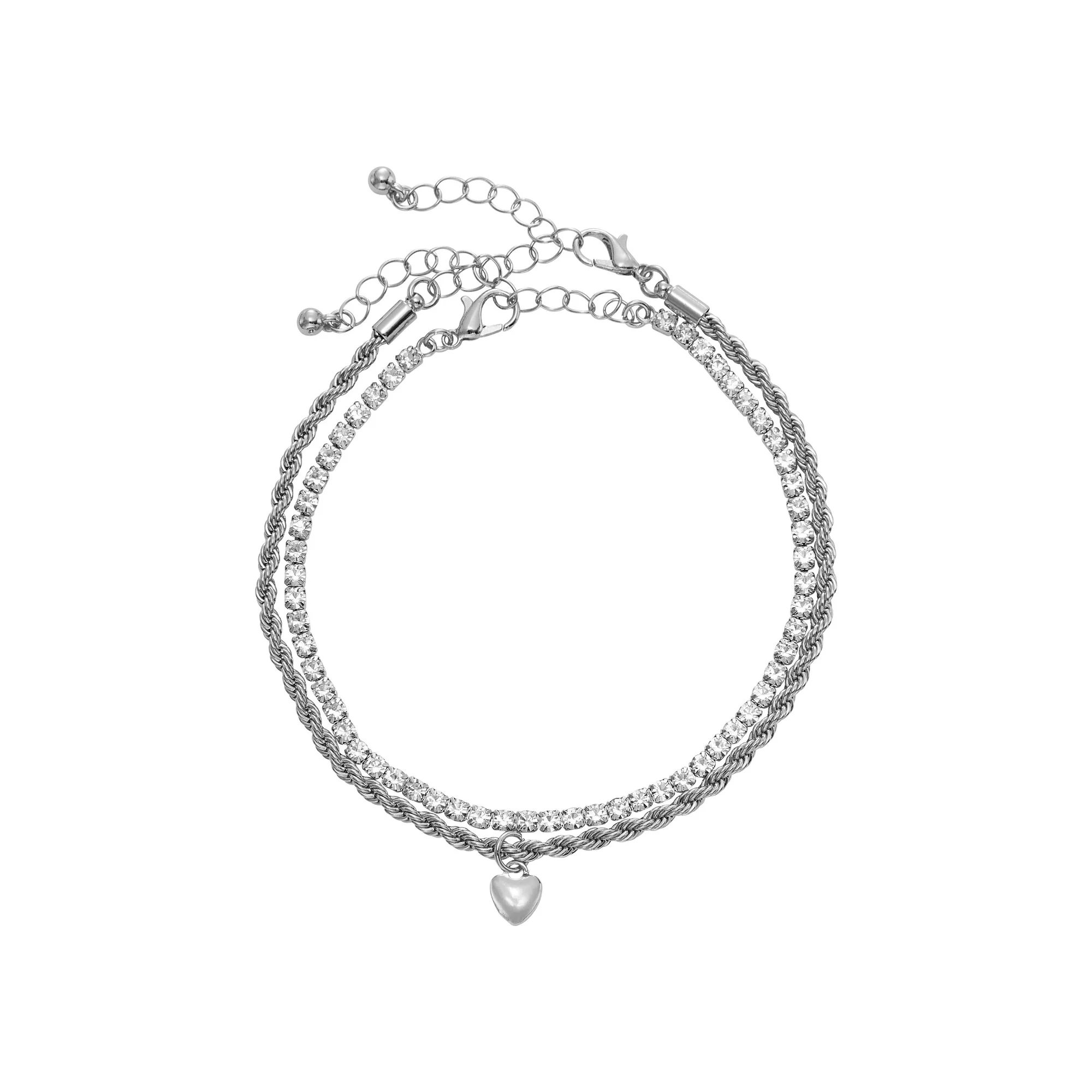 ARRIA Stacked Heart Anklet for Women - 14K Gold Plated & White Gold Tone - Image 6