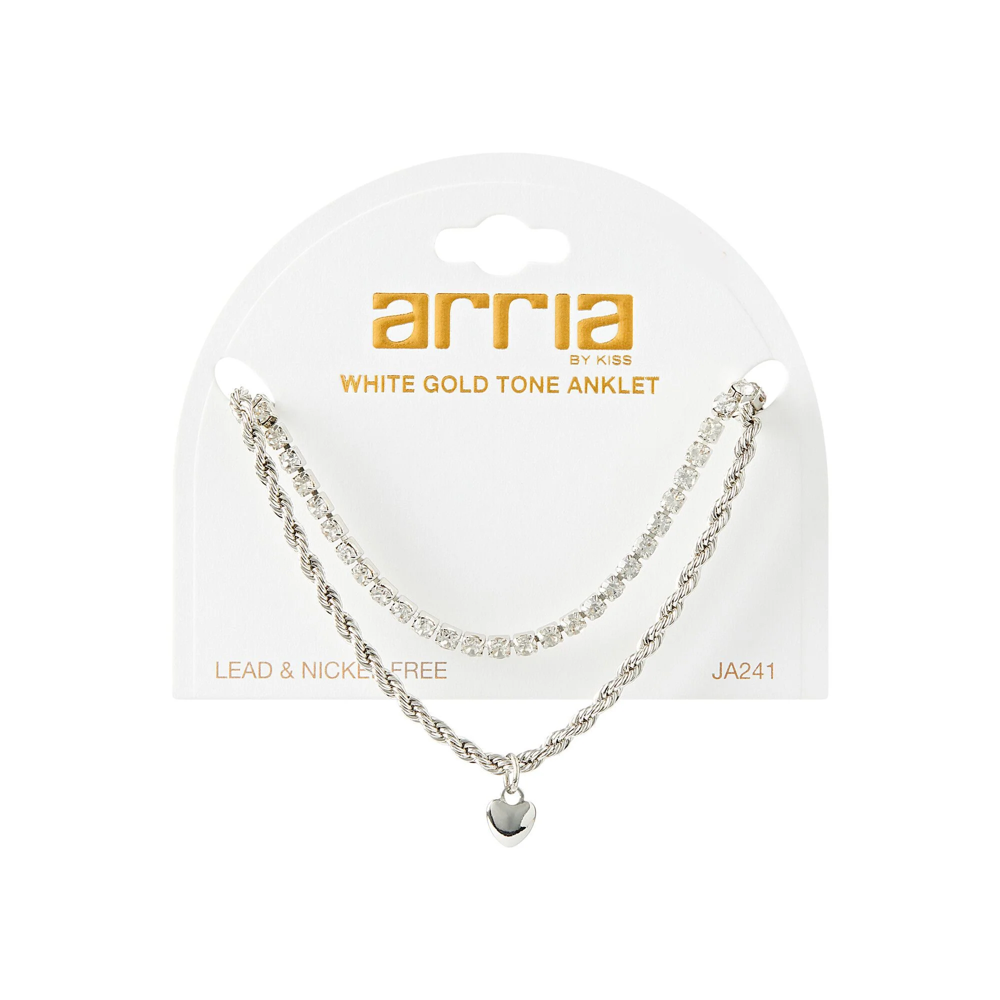 ARRIA Stacked Heart Anklet for Women - 14K Gold Plated & White Gold Tone - Image 7