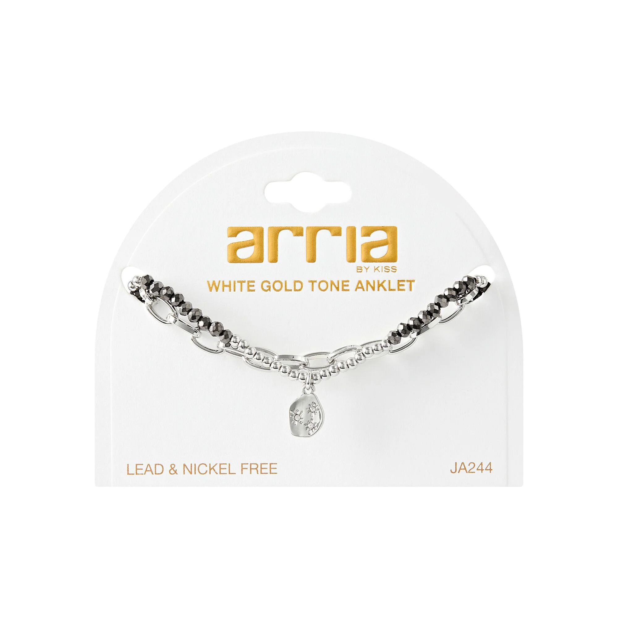 ARRIA Layered Black Beaded Anklet for Women - 14K Gold Plated & White Gold Tone - Image 7