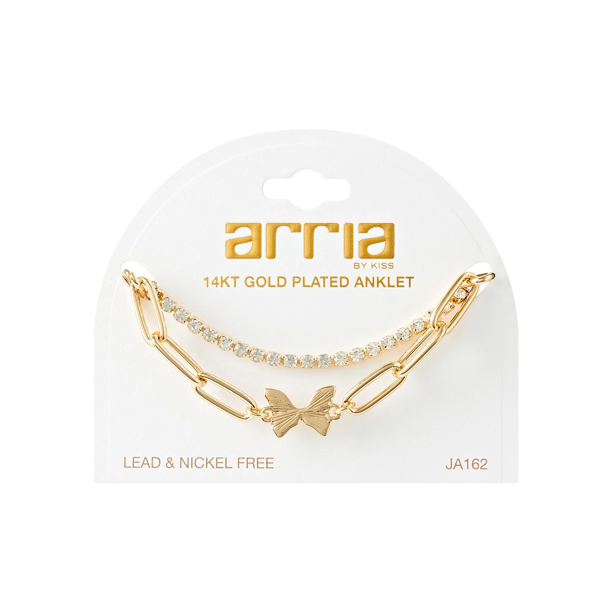 ARRIA Layered Butterfly Anklet for Women - 14K Gold Plated & White Gold Tone - Image 2