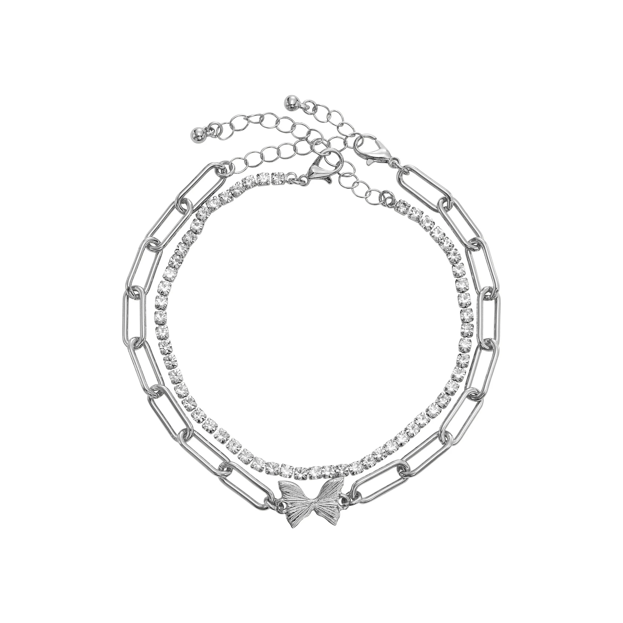 ARRIA Layered Butterfly Anklet for Women - 14K Gold Plated & White Gold Tone - Image 6