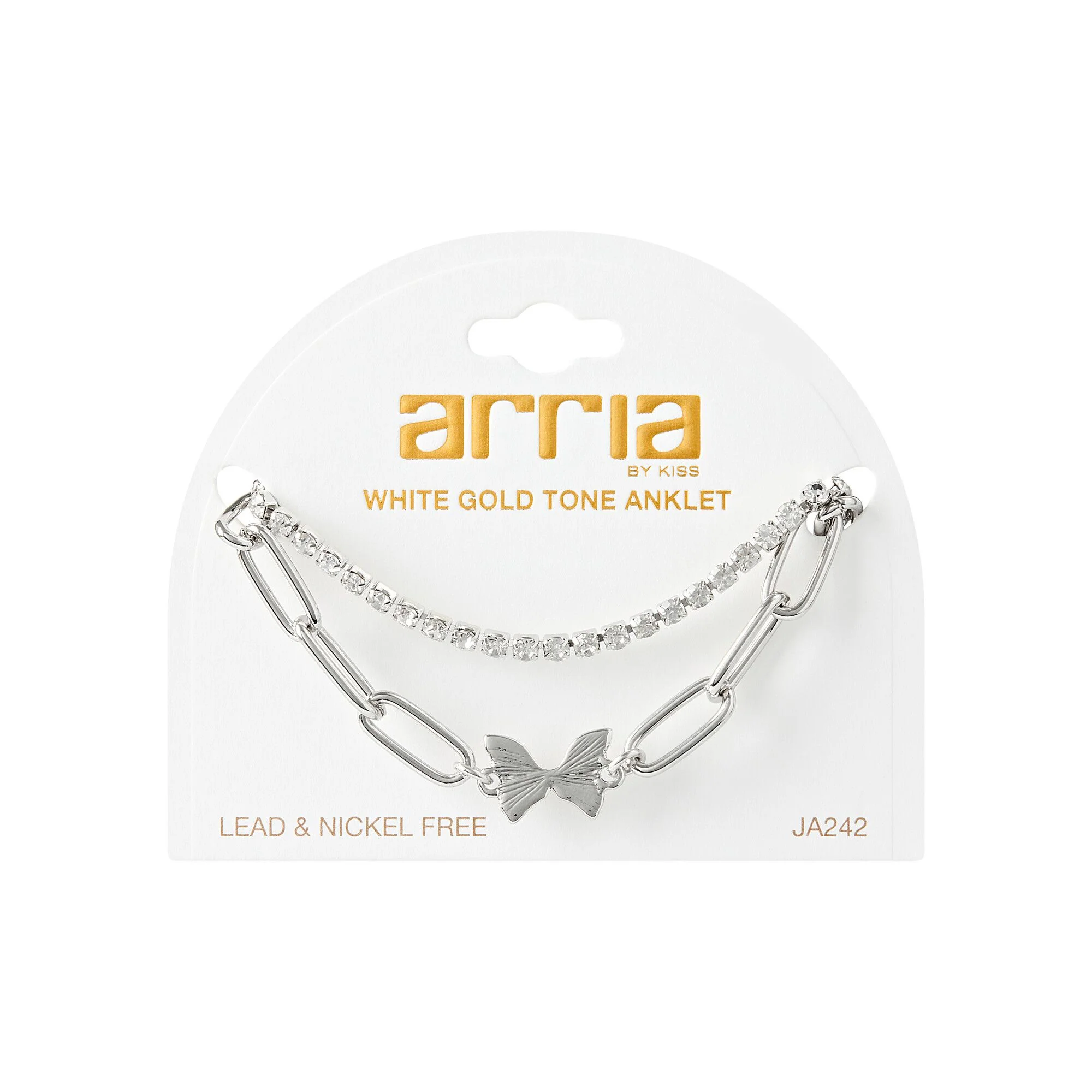 ARRIA Layered Butterfly Anklet for Women - 14K Gold Plated & White Gold Tone - Image 7