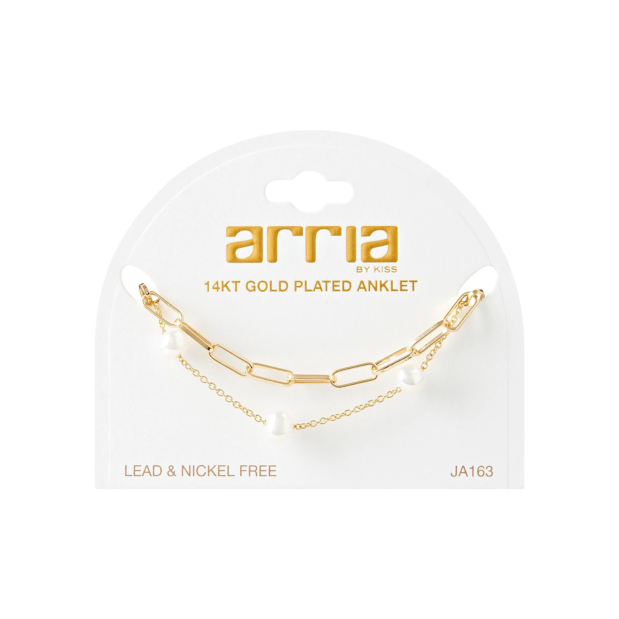 ARRIA Layered Pearl Anklet for Women - 14K Gold Plated & White Gold Tone - Image 2