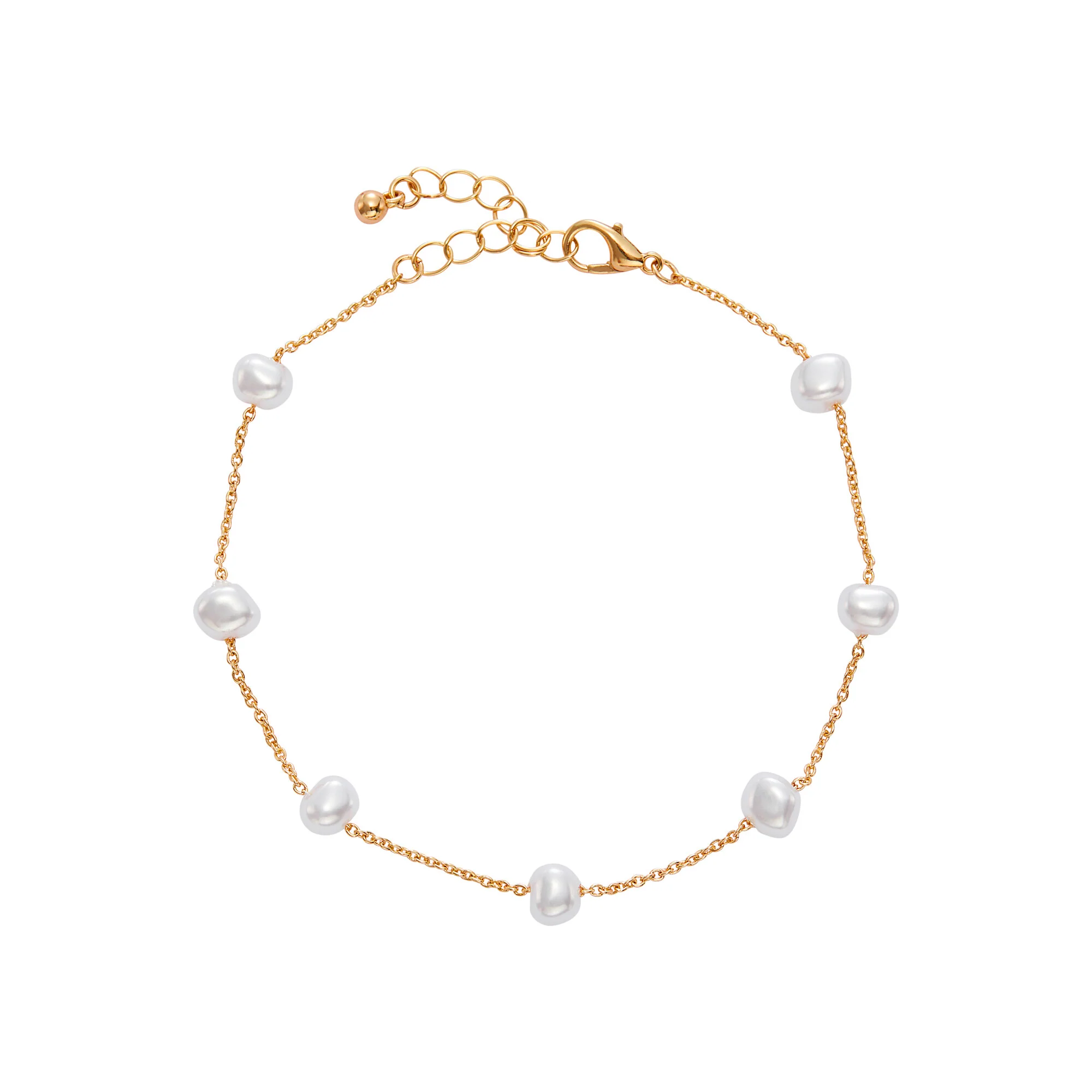 ARRIA Layered Pearl Anklet for Women - 14K Gold Plated & White Gold Tone - Image 3