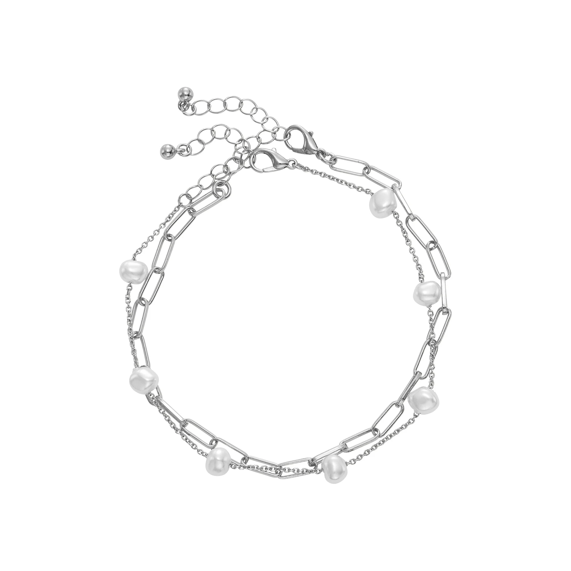ARRIA Layered Pearl Anklet for Women - 14K Gold Plated & White Gold Tone - Image 6