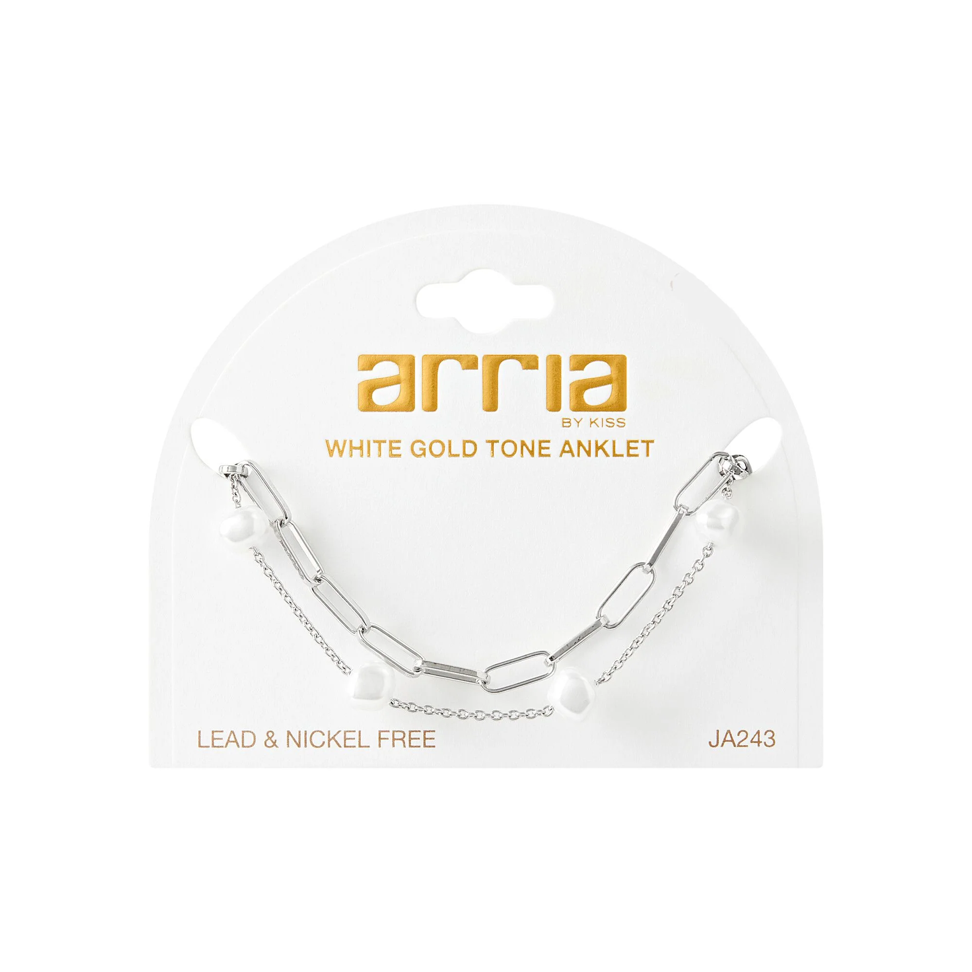 ARRIA Layered Pearl Anklet for Women - 14K Gold Plated & White Gold Tone - Image 7