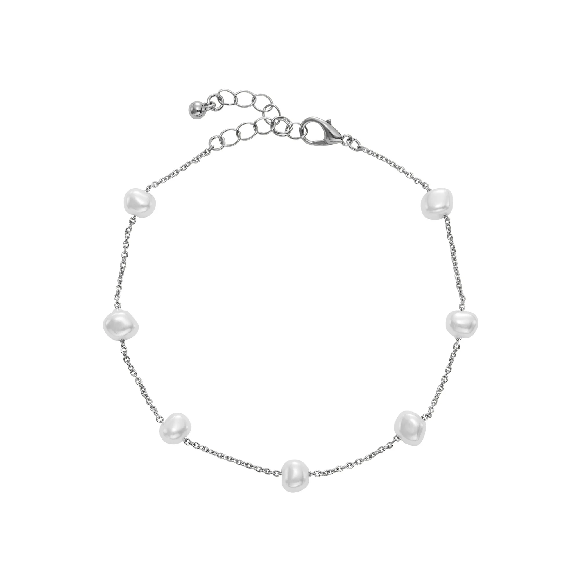 ARRIA Layered Pearl Anklet for Women - 14K Gold Plated & White Gold Tone - Image 8