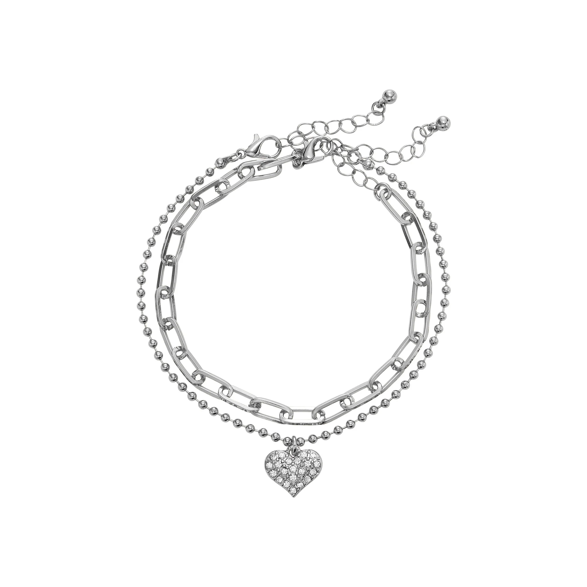 ARRIA Layered Sparkling Heart Anklet for Women - 14K Gold Plated & White Gold Tone - Image 6