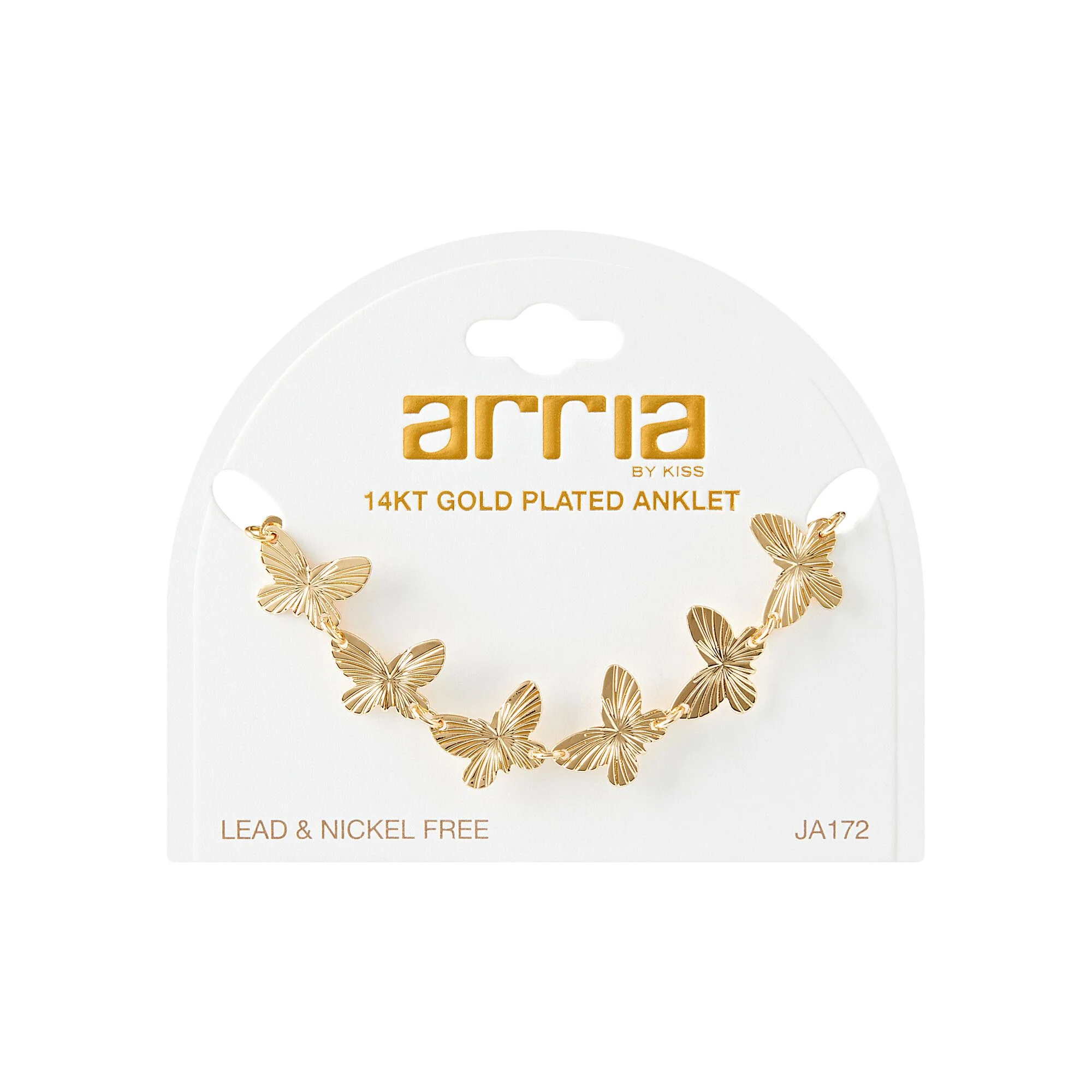 ARRIA Multi Butterfly Link Anklet for Women - 14K Gold Plated & White Gold Tone - Image 2