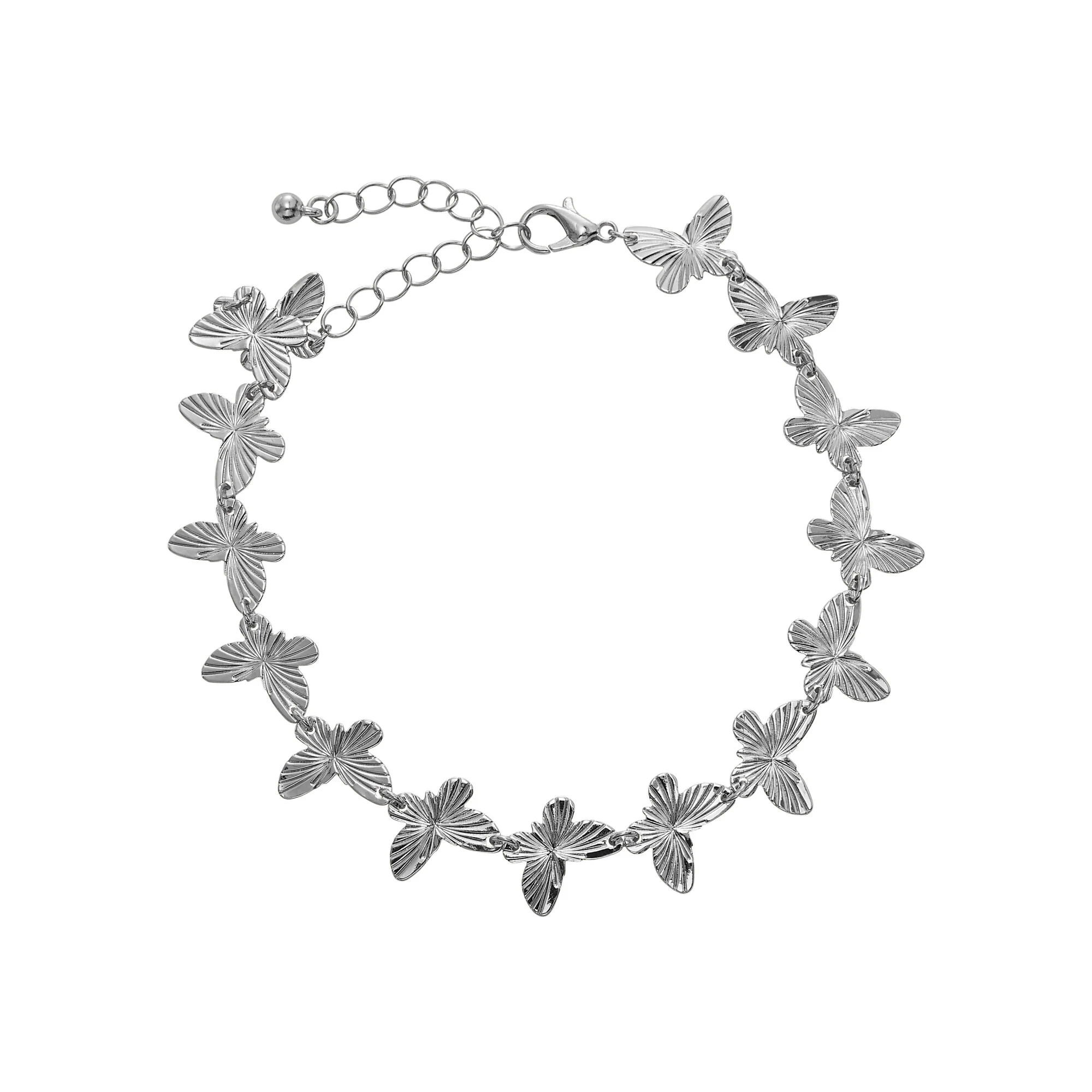 ARRIA Multi Butterfly Link Anklet for Women - 14K Gold Plated & White Gold Tone - Image 4