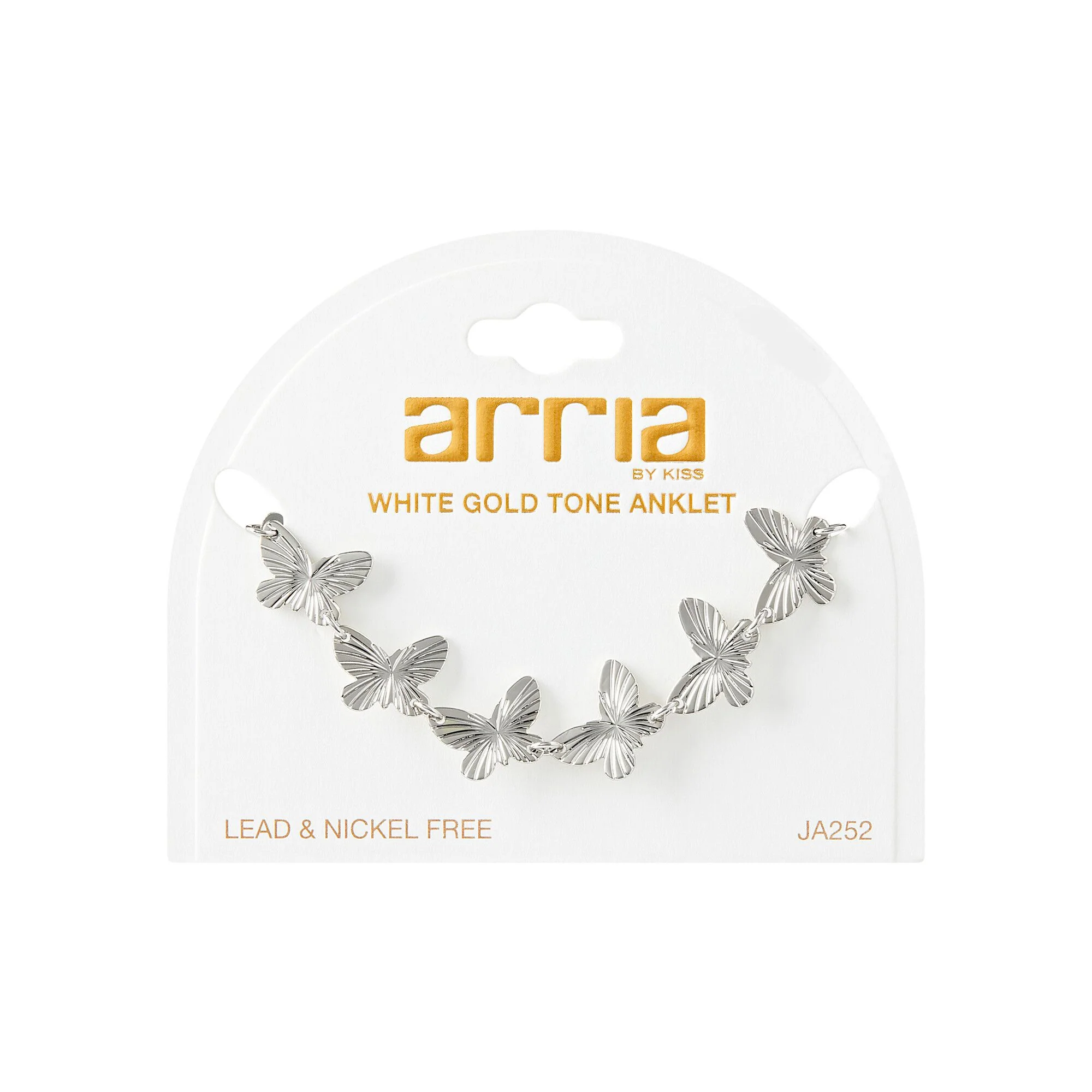 ARRIA Multi Butterfly Link Anklet for Women - 14K Gold Plated & White Gold Tone - Image 5