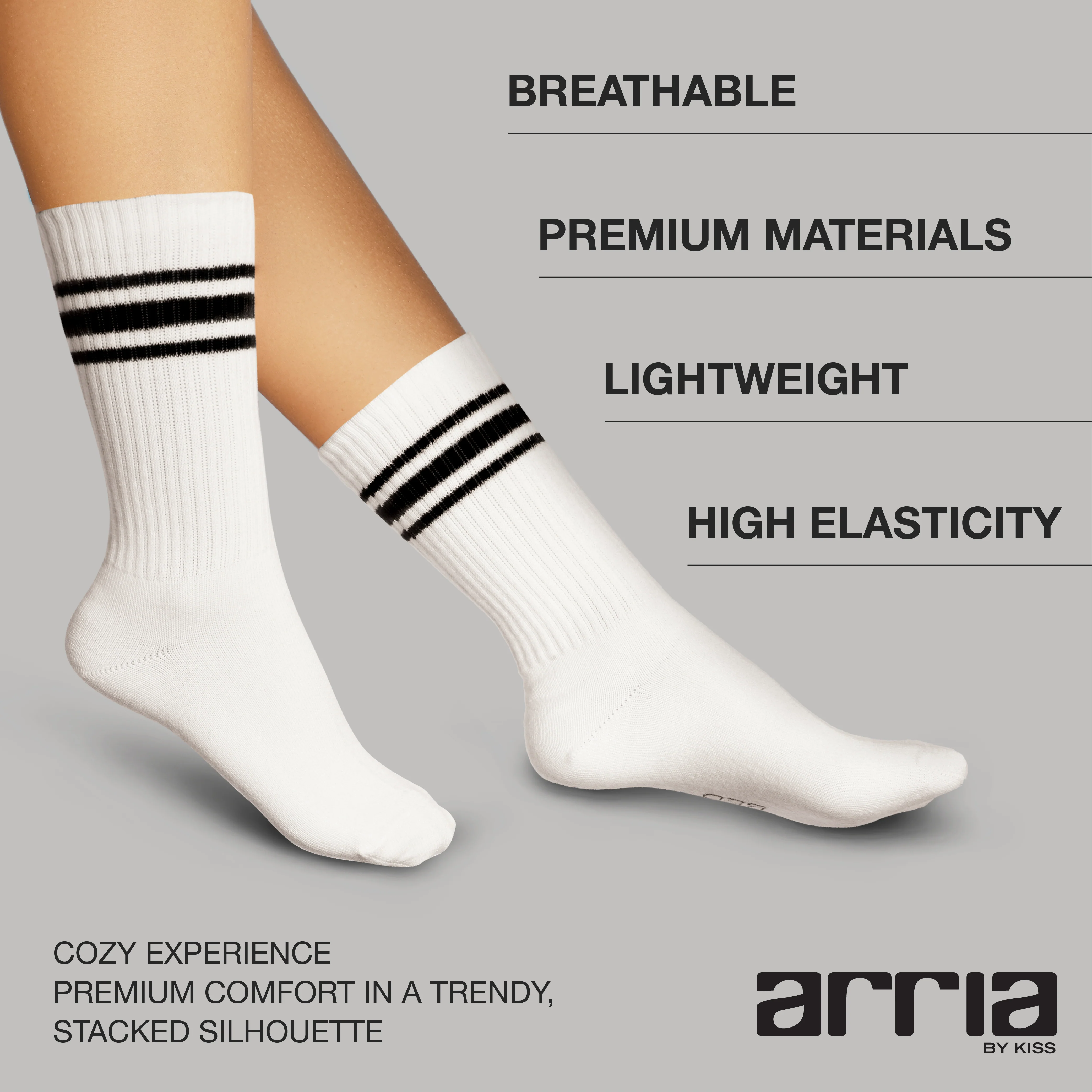 Arria Premium Cushioned Crew Socks - Everyday Cotton Blend - Image 2