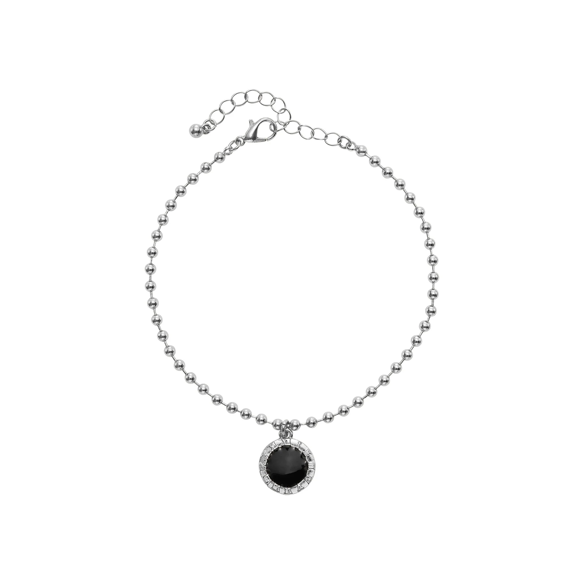ARRIA Round Black Charm Anklet for Women - 14K Gold Plated & White Gold Tone - Image 4