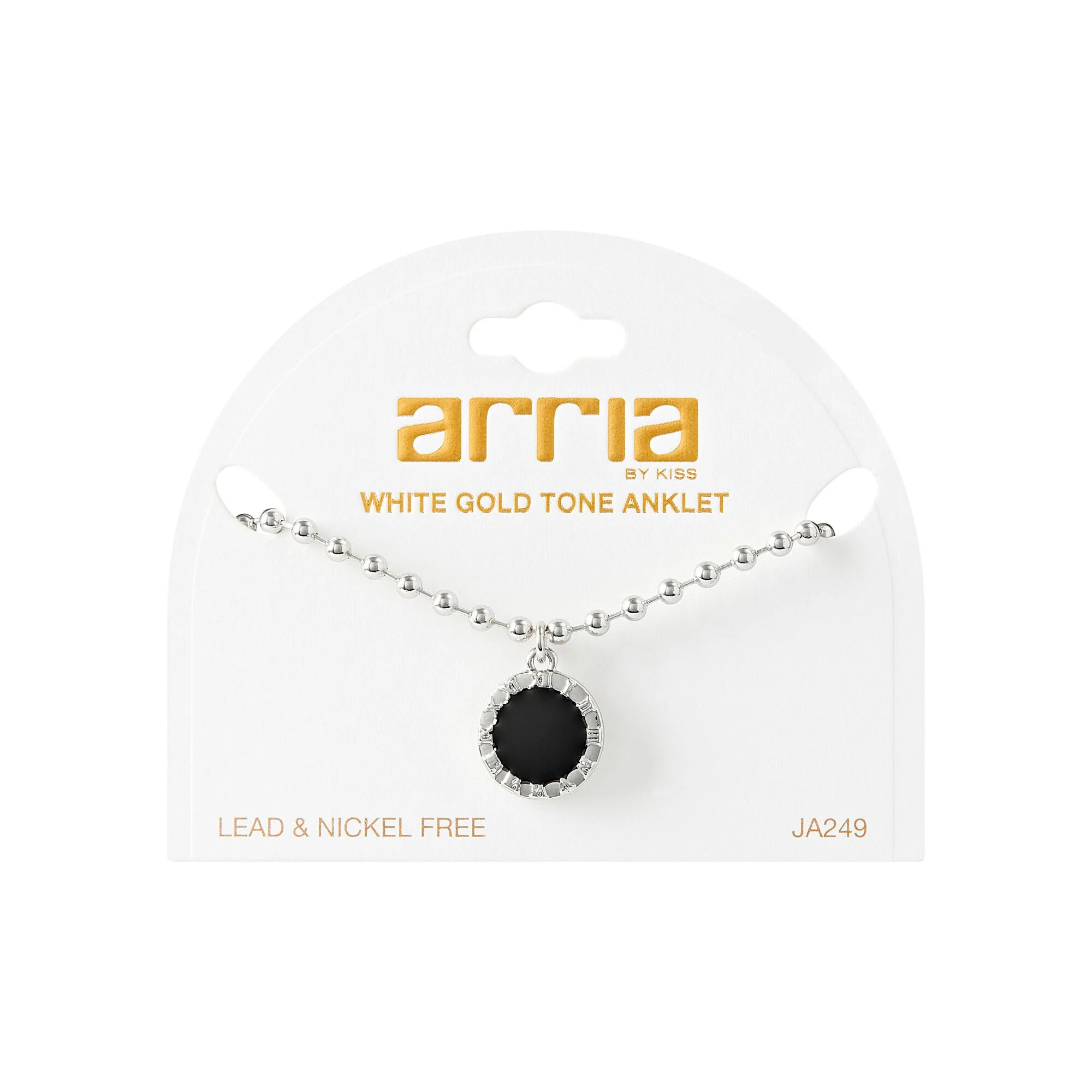 ARRIA Round Black Charm Anklet for Women - 14K Gold Plated & White Gold Tone - Image 5
