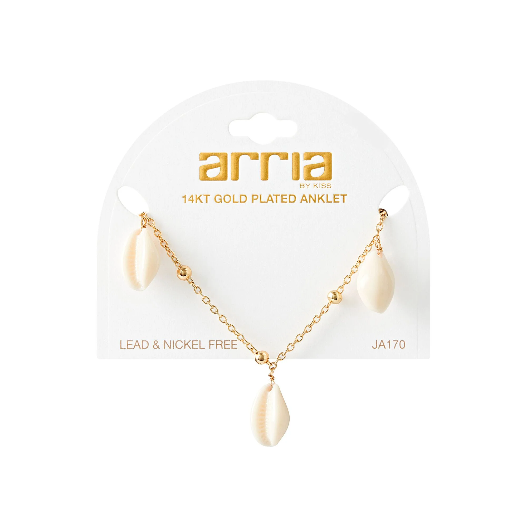 ARRIA Seashell Trio Charm Anklet for Women - 14K Gold Plated & White Gold Tone - Image 2