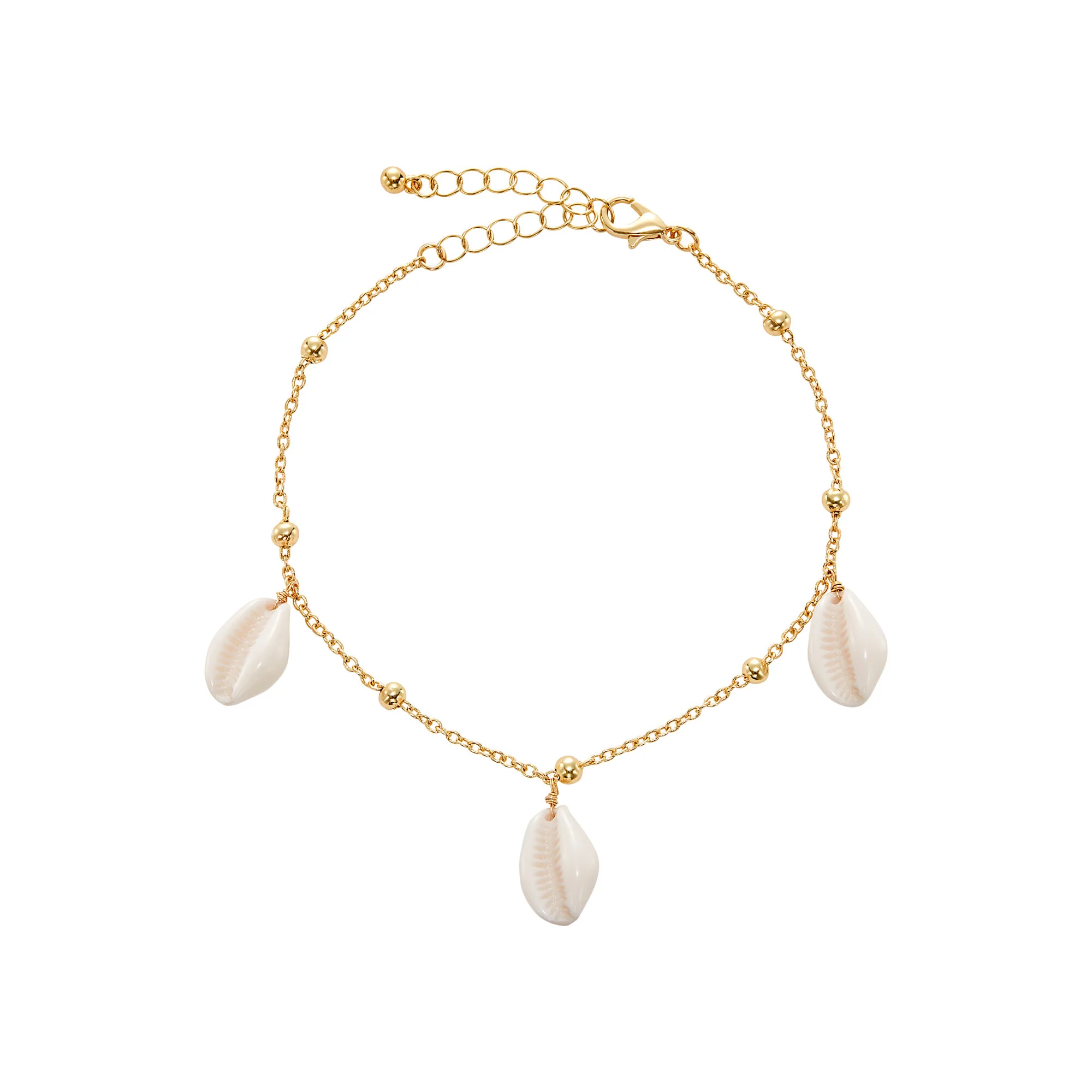 ARRIA Seashell Trio Charm Anklet for Women - 14K Gold Plated & White Gold Tone - Image 3