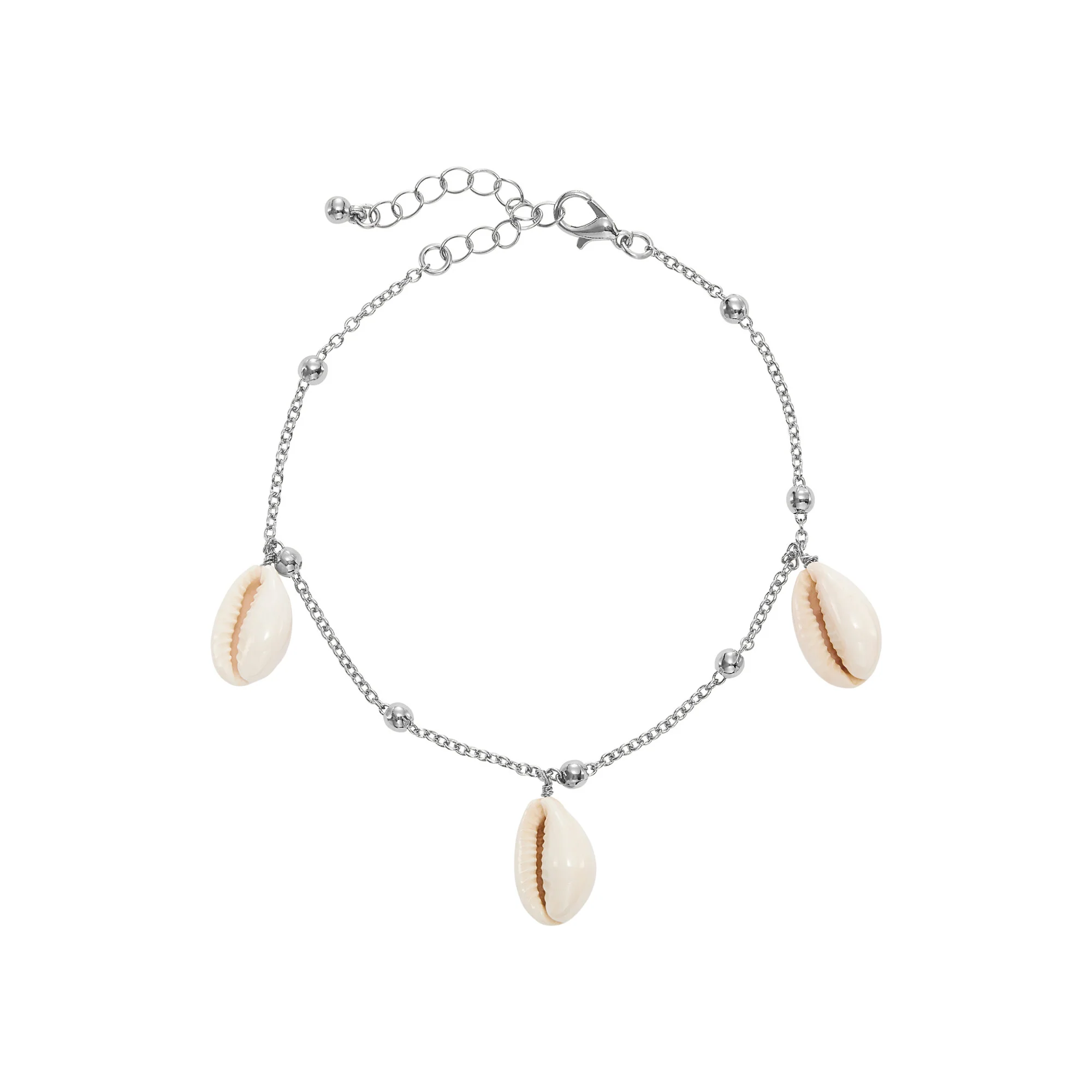 ARRIA Seashell Trio Charm Anklet for Women - 14K Gold Plated & White Gold Tone - Image 5