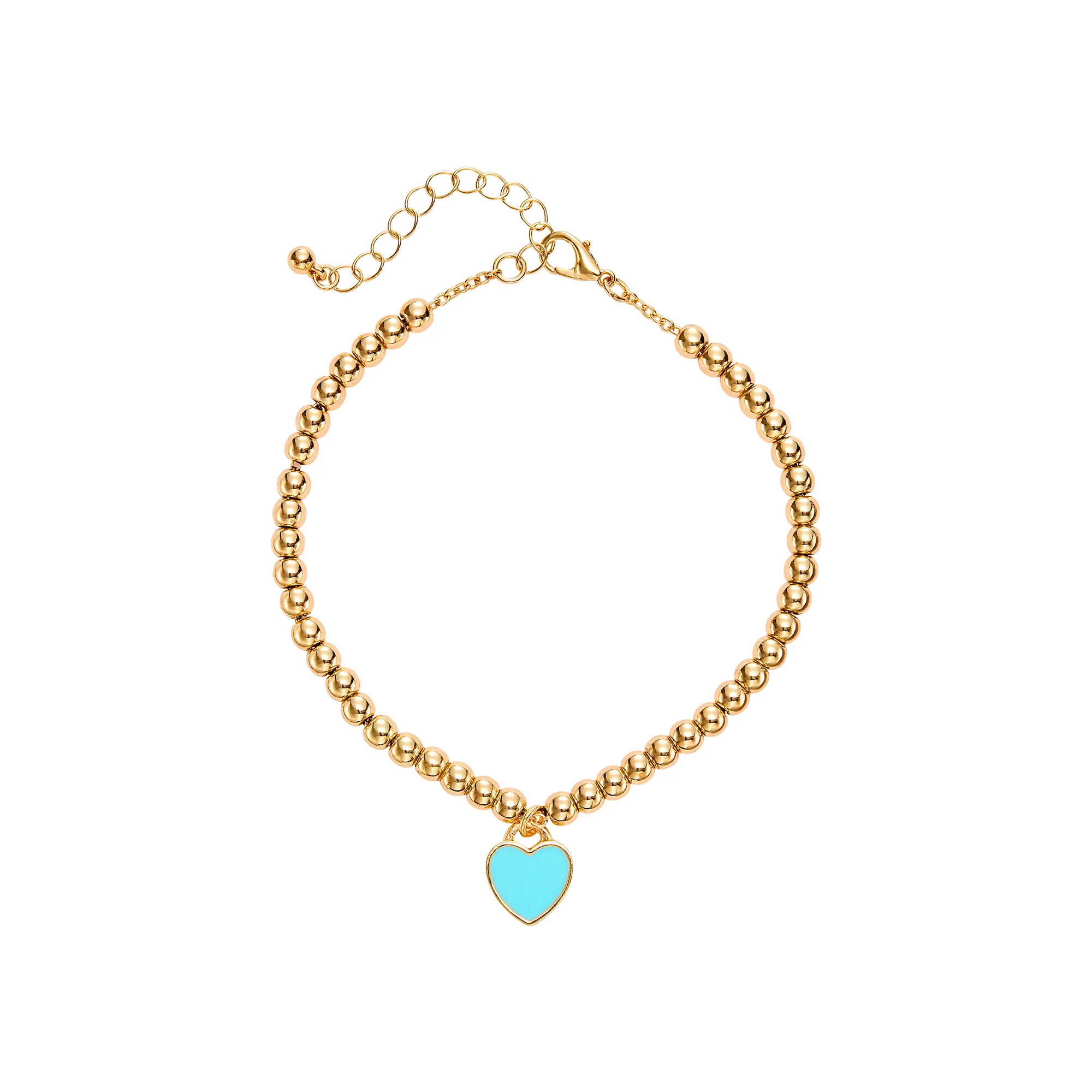 ARRIA Turquoise Heart Enamel Anklet - 14K Gold Plated & White Gold Tone - Image 2