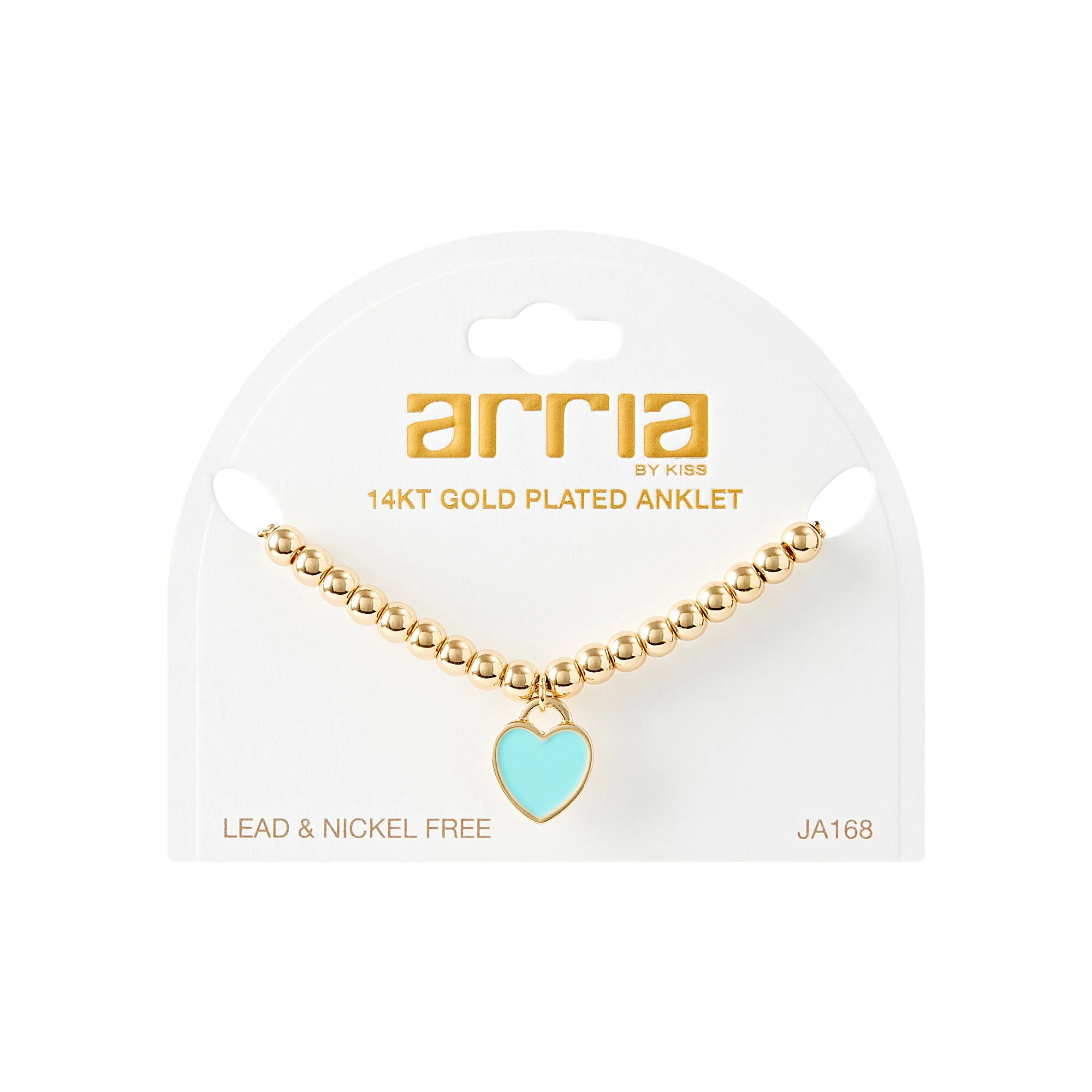 ARRIA Turquoise Heart Enamel Anklet - 14K Gold Plated & White Gold Tone - Image 3