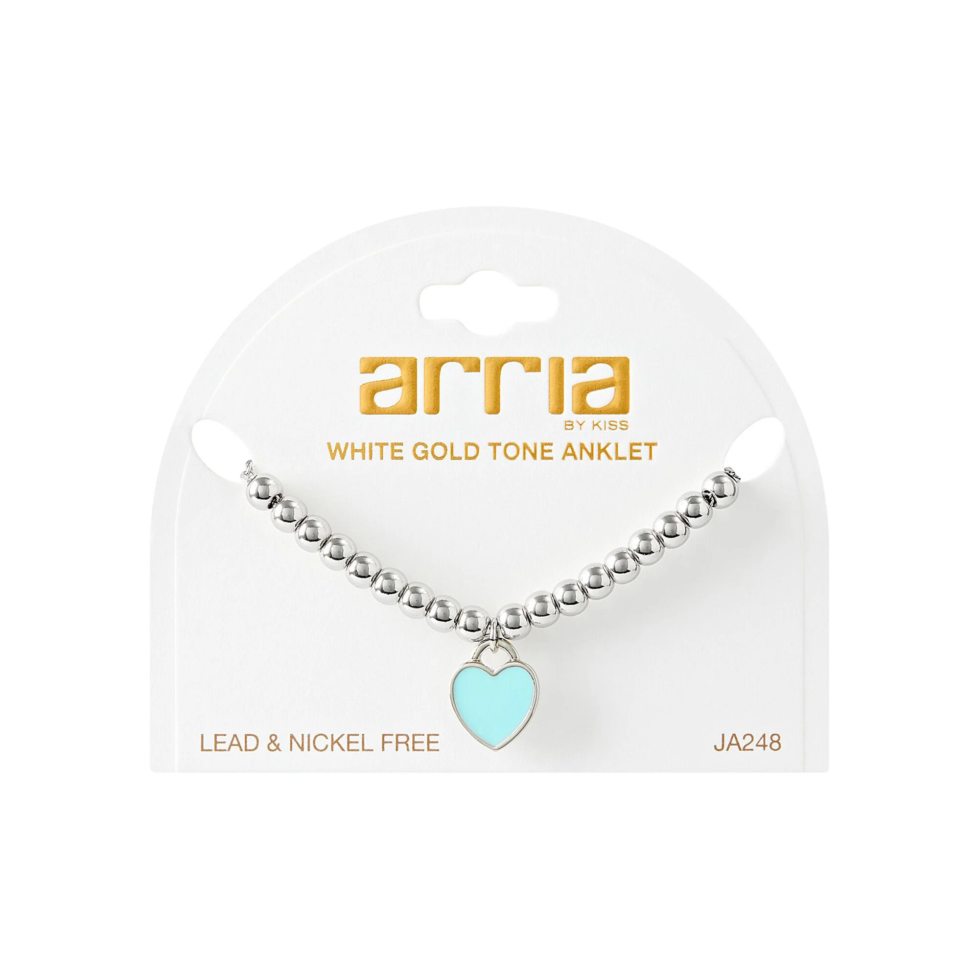 ARRIA Turquoise Heart Enamel Anklet - 14K Gold Plated & White Gold Tone - Image 5