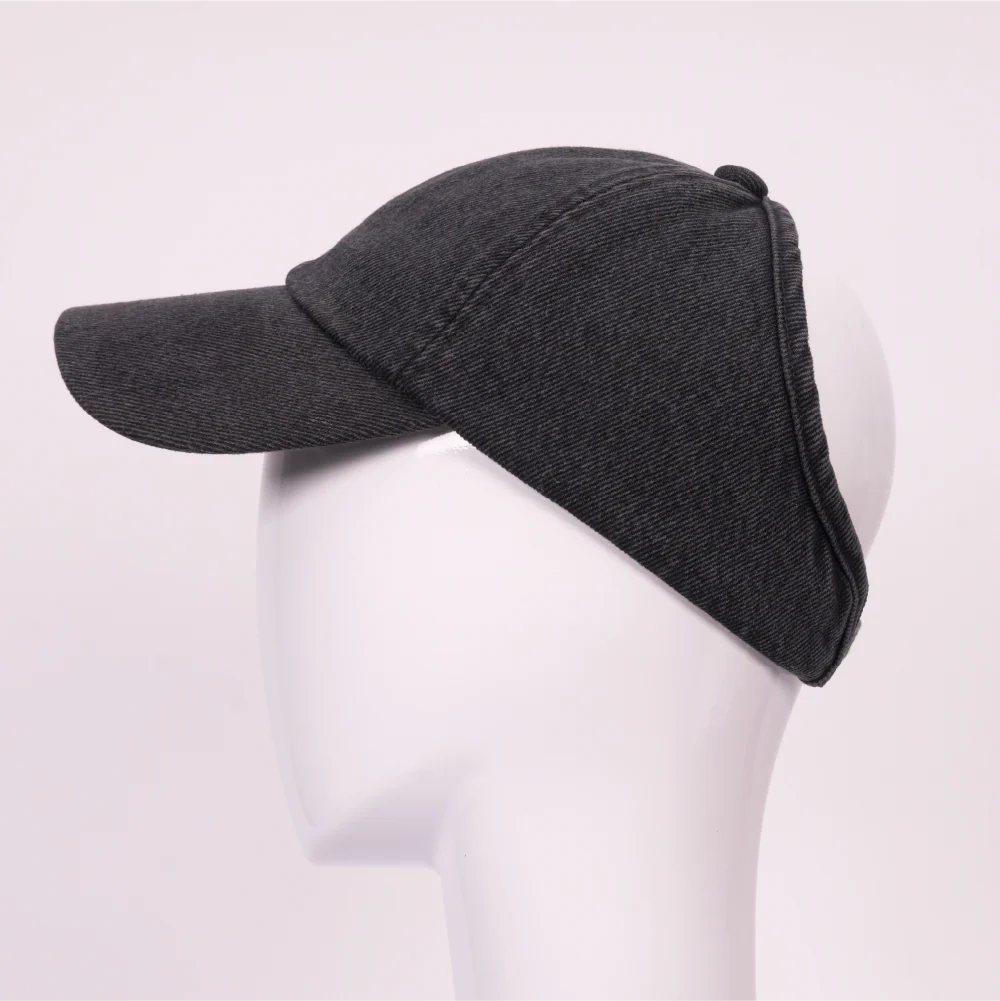 Arria Backless Denim Baseball Cap with Satin Lining - Adjustable Fit - Image 4