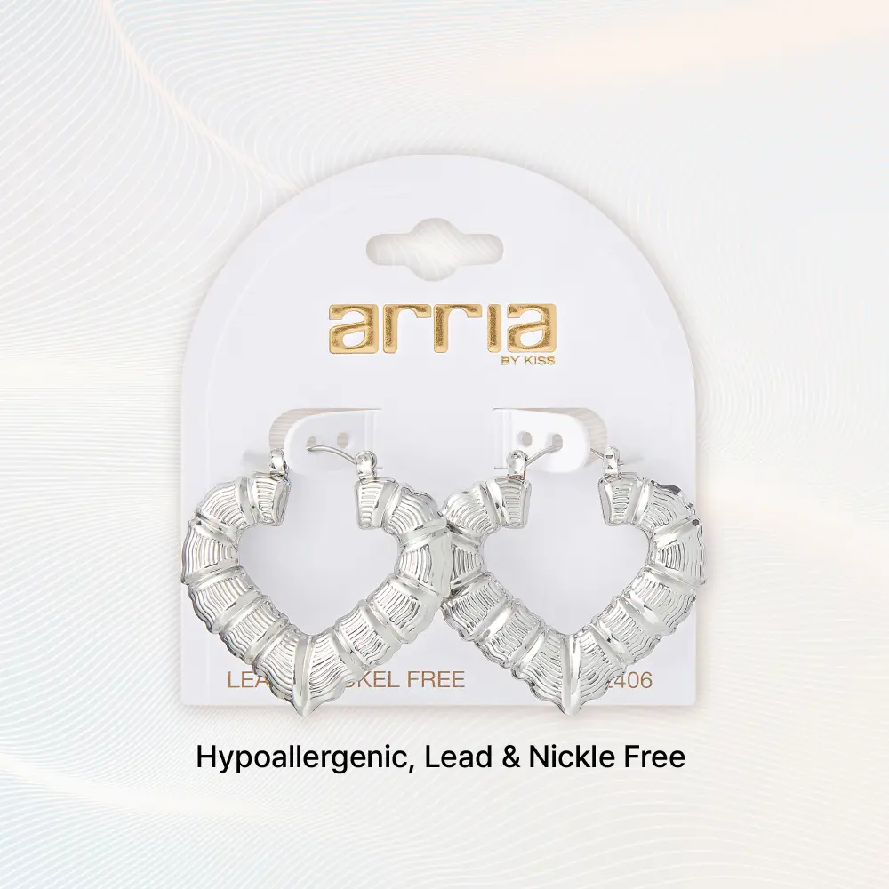 Arria Bamboo Heart Hoop Earrings in Gold Tone – 33mm - Image 10