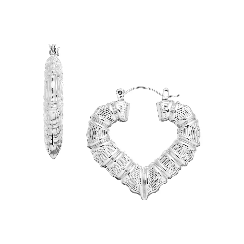 Arria Bamboo Heart Hoop Earrings in Gold Tone – 33mm - Image 13