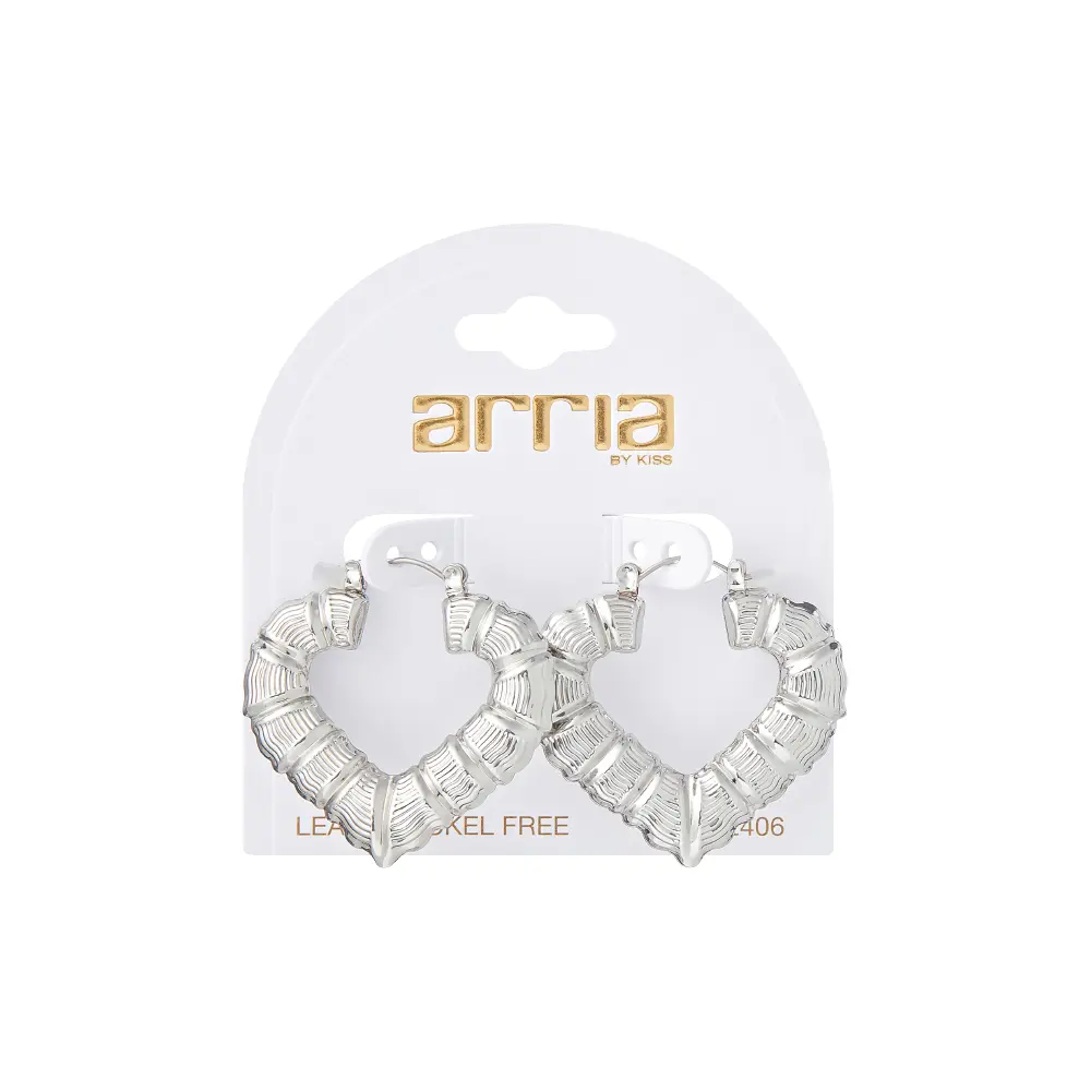 Arria Bamboo Heart Hoop Earrings in Gold Tone – 33mm - Image 14