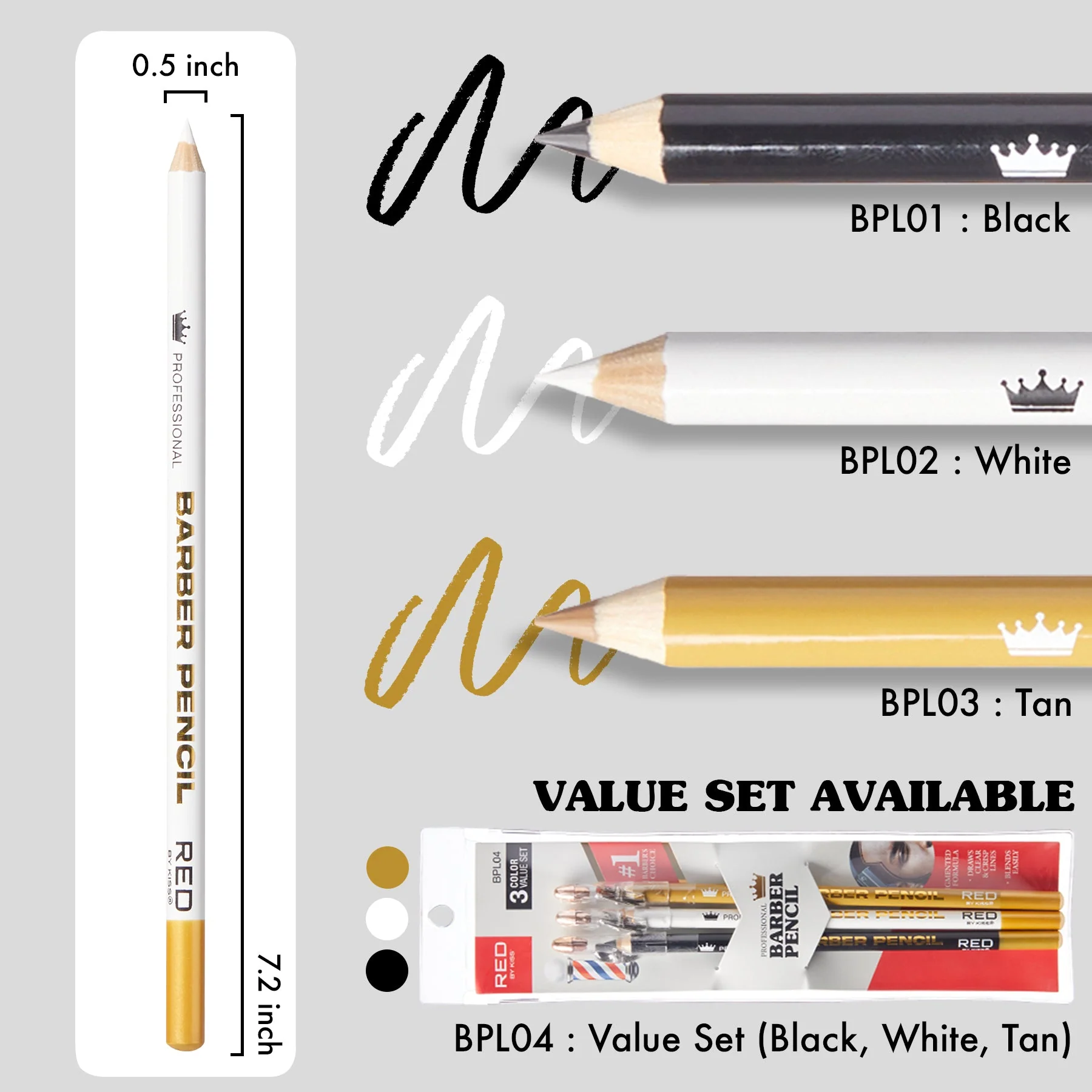 RED by KISS Barber Pencil Hairline Edge Liner Set With Built-In Sharpener - Image 15