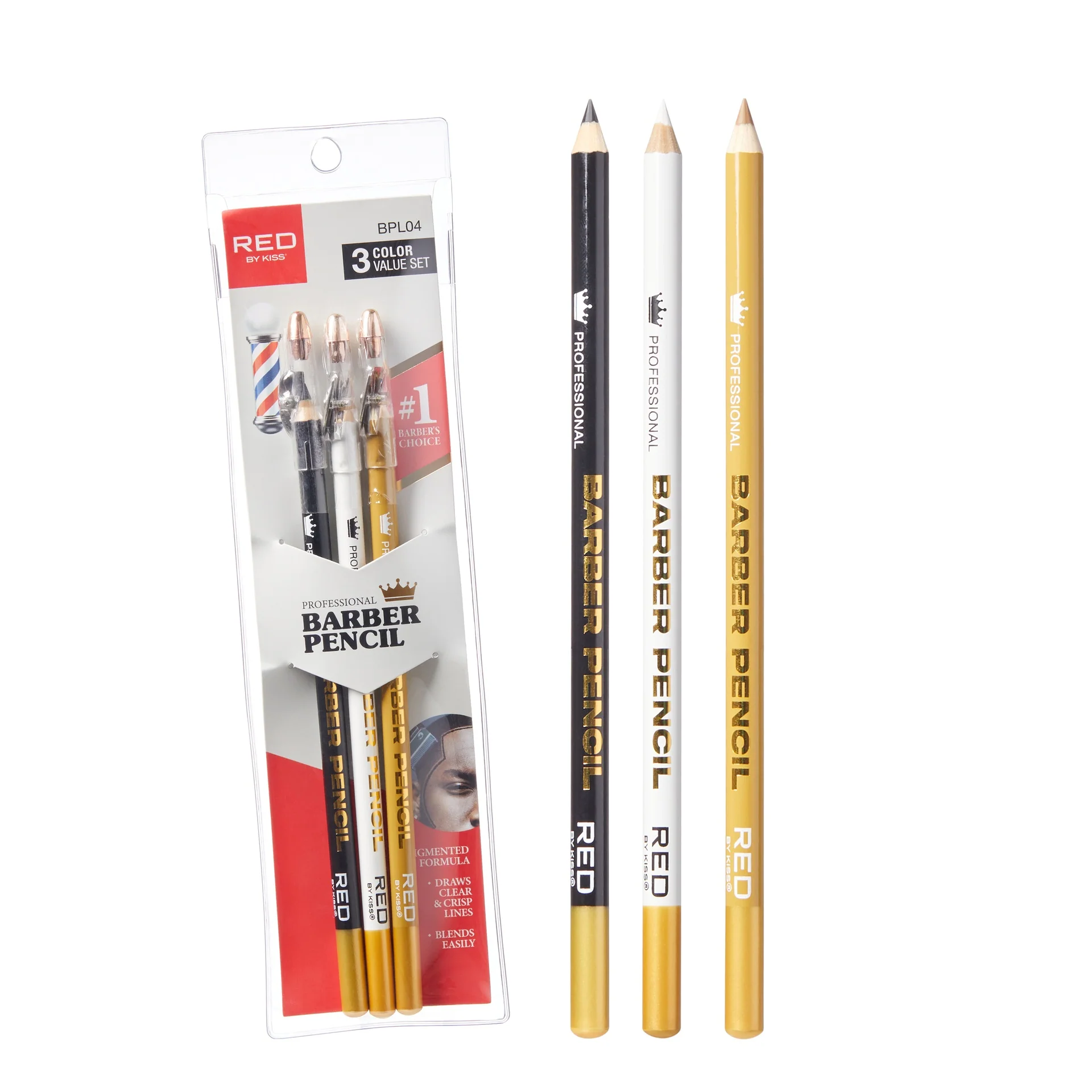RED by KISS Barber Pencil Hairline Edge Liner Set With Built-In Sharpener - Image 2