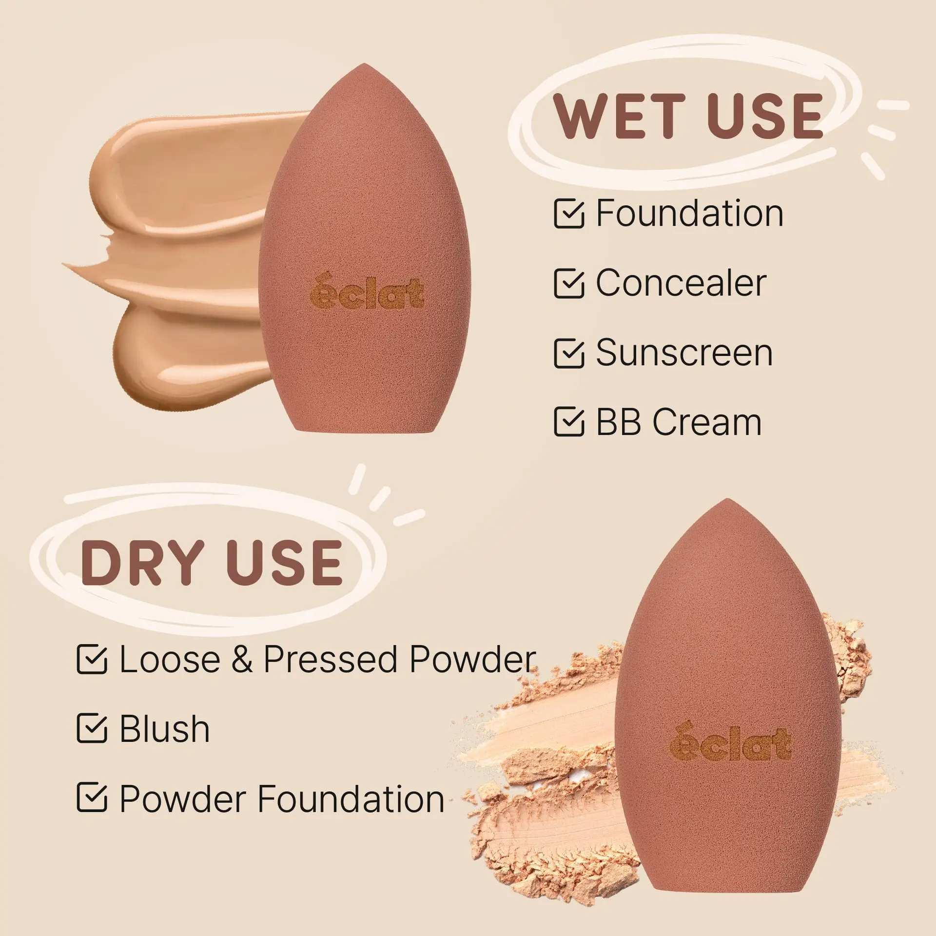 éclat Beauty Blender Makeup Sponge Set - 6pcs Super Soft & Bouncy Applicator - Image 13