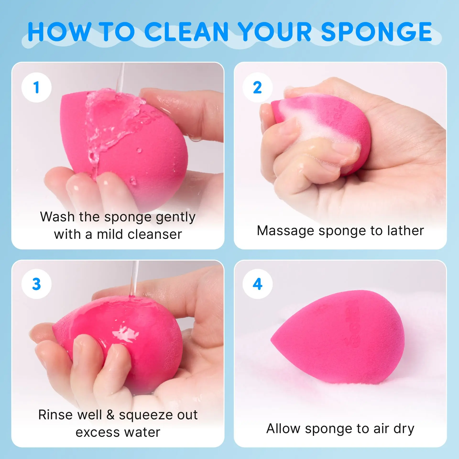 éclat Beauty Blender Makeup Sponge Set - 6pcs Super Soft & Bouncy Applicator - Image 6