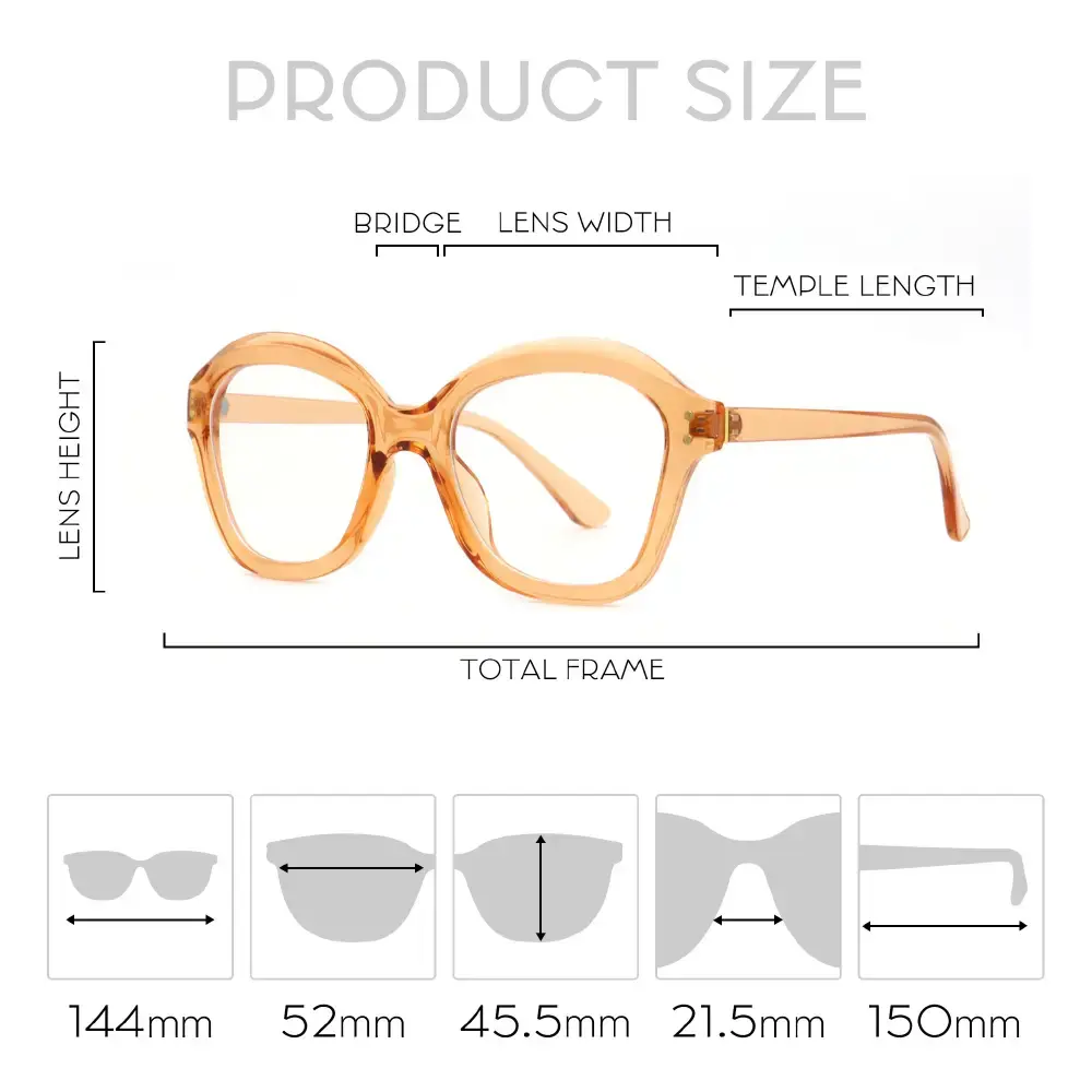 Mad Shade Bold Amber Round Frame with Clear Lens - Oversized Vintage Fashion Glasses #36 - Image 4
