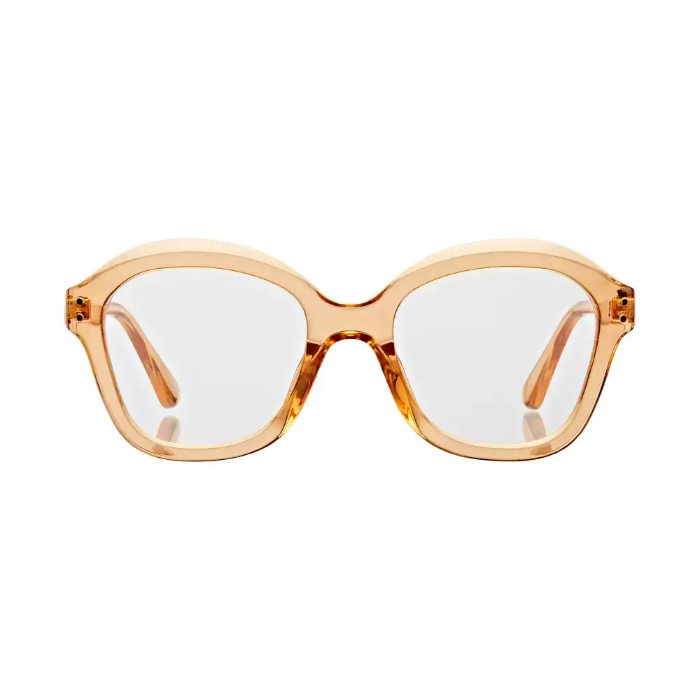 Mad Shade Bold Amber Round Frame with Clear Lens - Oversized Vintage Fashion Glasses #36 - Image 5