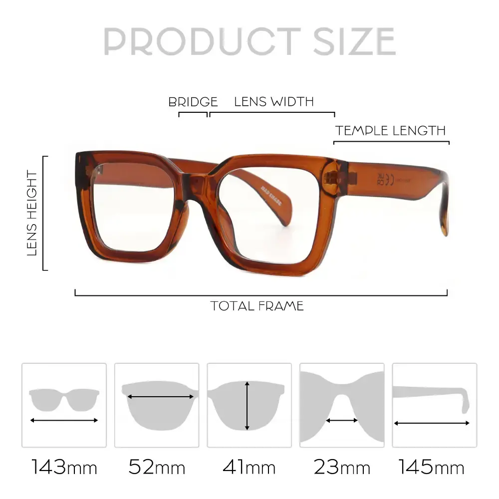 Mad Shade Bold Amber Square Frame with Clear Lens – Oversized Retro 90s Inspired Fake Glasses #27 - Image 4