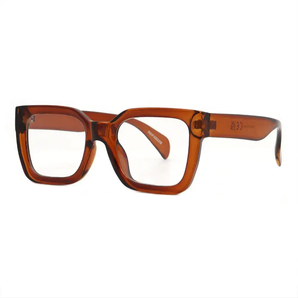 Mad Shade Bold Amber Square Frame with Clear Lens – Oversized Retro 90s Inspired Fake Glasses #27 - Image 6