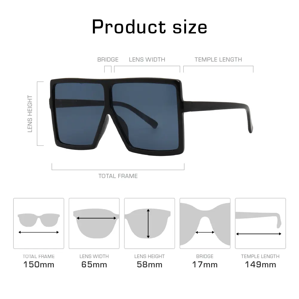 Mad Shade Bold Black Flat Top Frame with Black UV400 Lens – Oversized Retro Sunglasses for Unisex #08 - Image 4