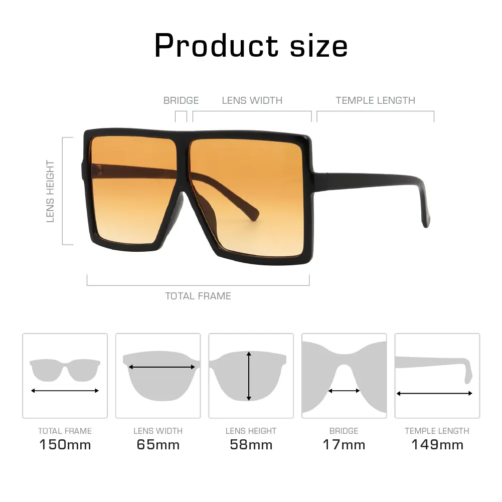 Mad Shade Bold Black Flat Top Frame with Orange UV400 Lens – Oversized Retro Sunglasses for Unisex #07 - Image 4