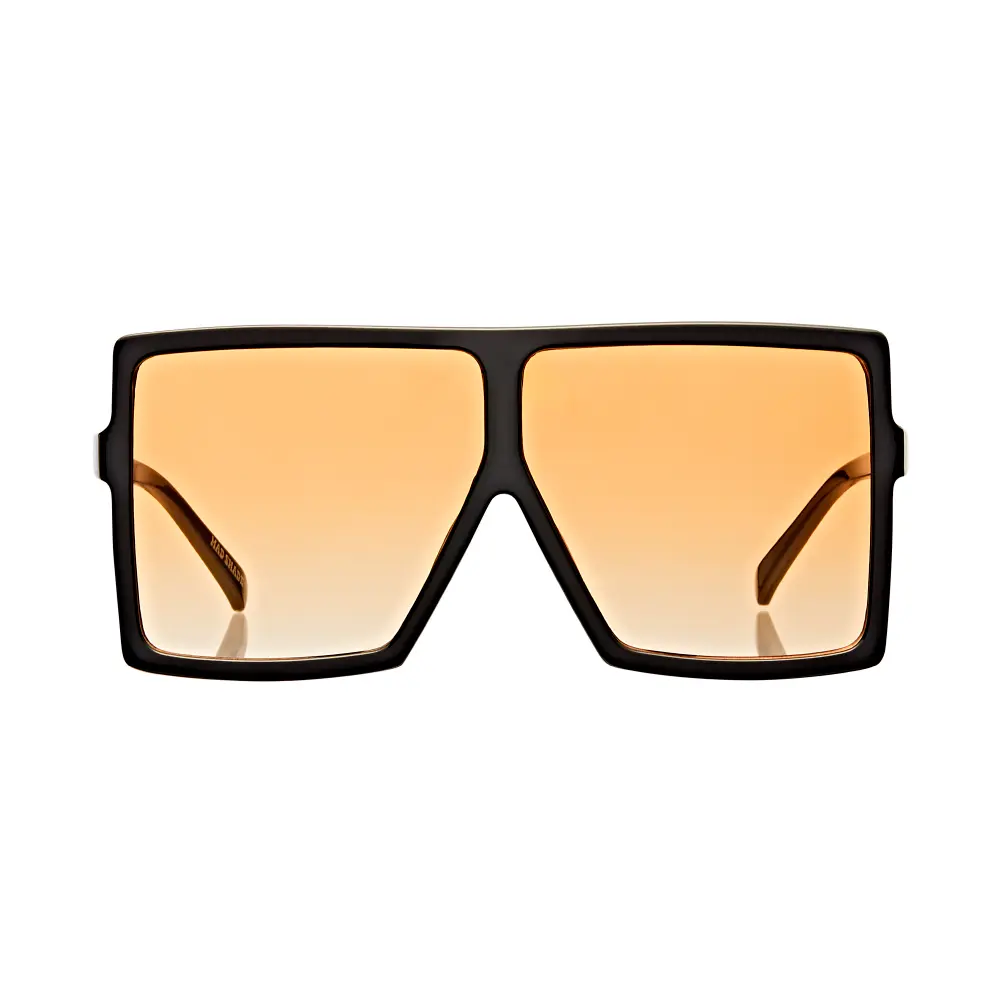 Mad Shade Bold Black Flat Top Frame with Orange UV400 Lens – Oversized Retro Sunglasses for Unisex #07 - Image 5