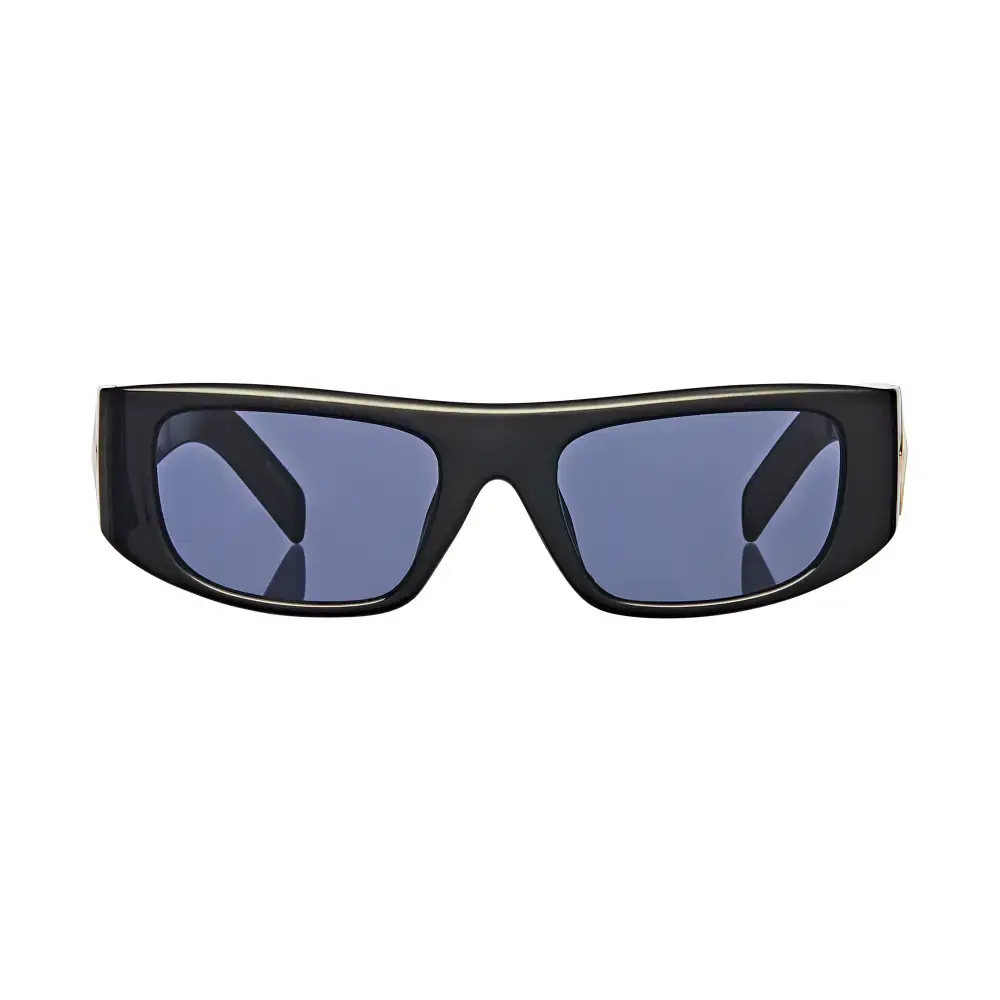 Mad Shade Bold Black Rectangle Frame with Gold Temple Accent UV400 Lens Protection - Narrow 90s Vintage Inspired Shades #54 - Image 5