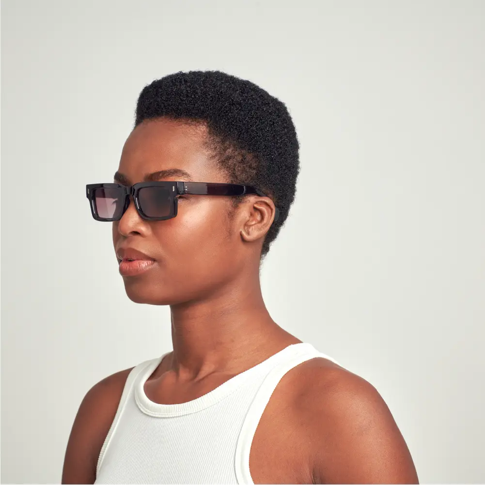 Mad Shade Bold Black Rectangle Frame with Grey UV400 Lens – Chunky Retro Sunglasses #12 - Image 3