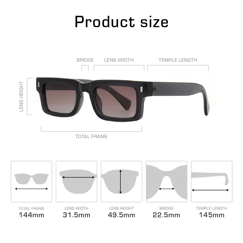 Mad Shade Bold Black Rectangle Frame with Grey UV400 Lens – Chunky Retro Sunglasses #12 - Image 4