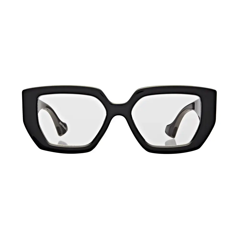 Mad Shade Bold Black Square Frame with Clear Lens – Oversized Statement Fashion Glasses #41 - Image 5
