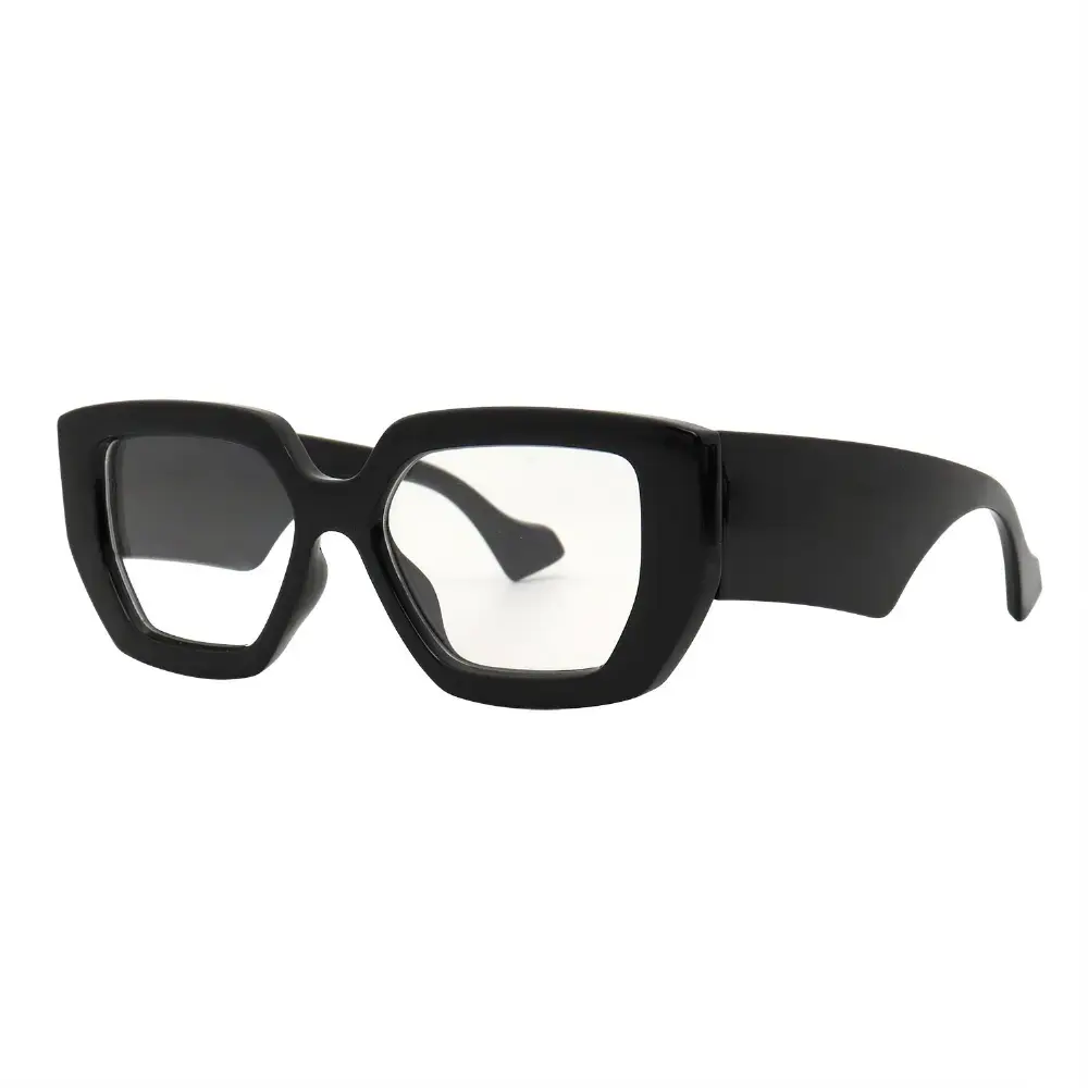 Mad Shade Bold Black Square Frame with Clear Lens – Oversized Statement Fashion Glasses #41 - Image 6