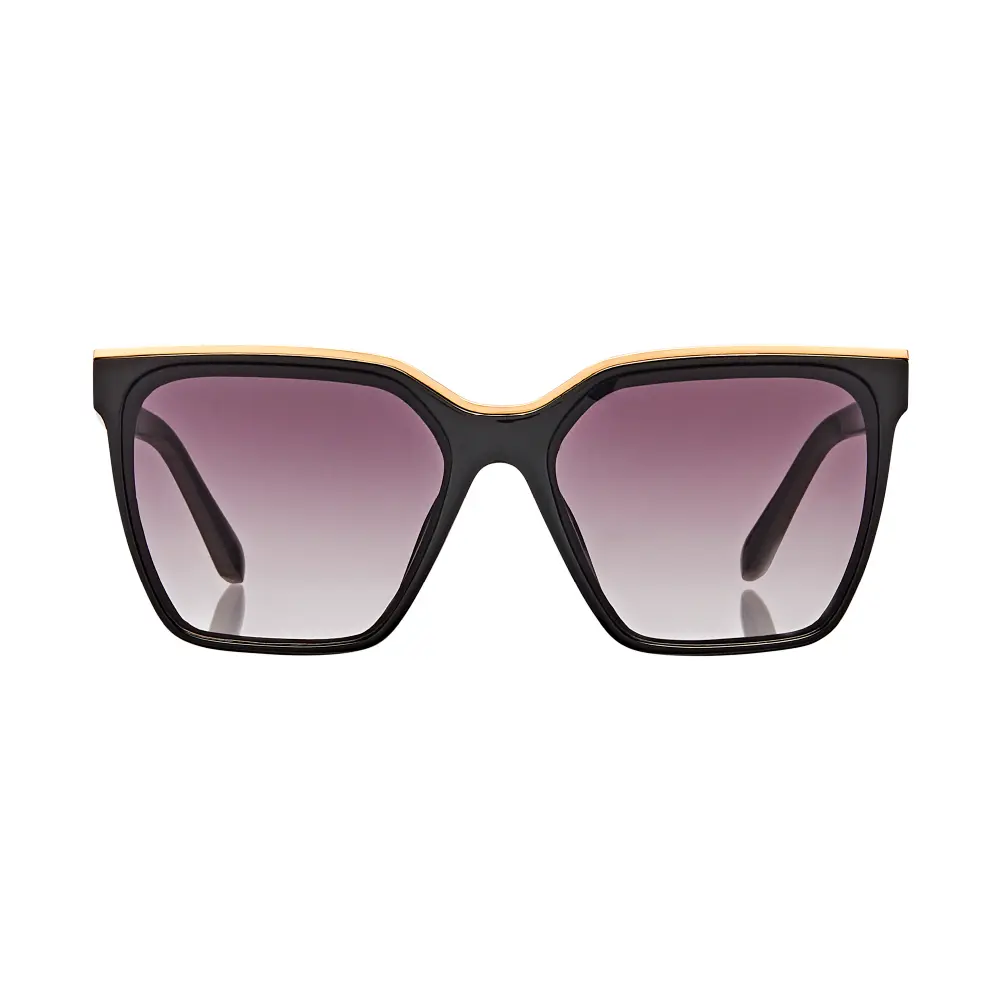 Mad Shade Bold Black Square Frame with Gold Top Bar Accent UV400 Lens – Oversized Retro 90s Inspired Shades #57 - Image 5