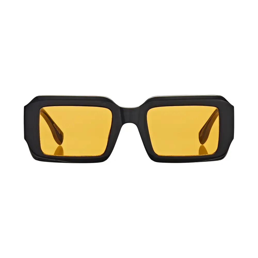 Mad Shade Bold Black Square Sunglasses with Orange Tinted UV400 Lenses – Retro Unisex Oversized Fashion Shades #51 - Image 5