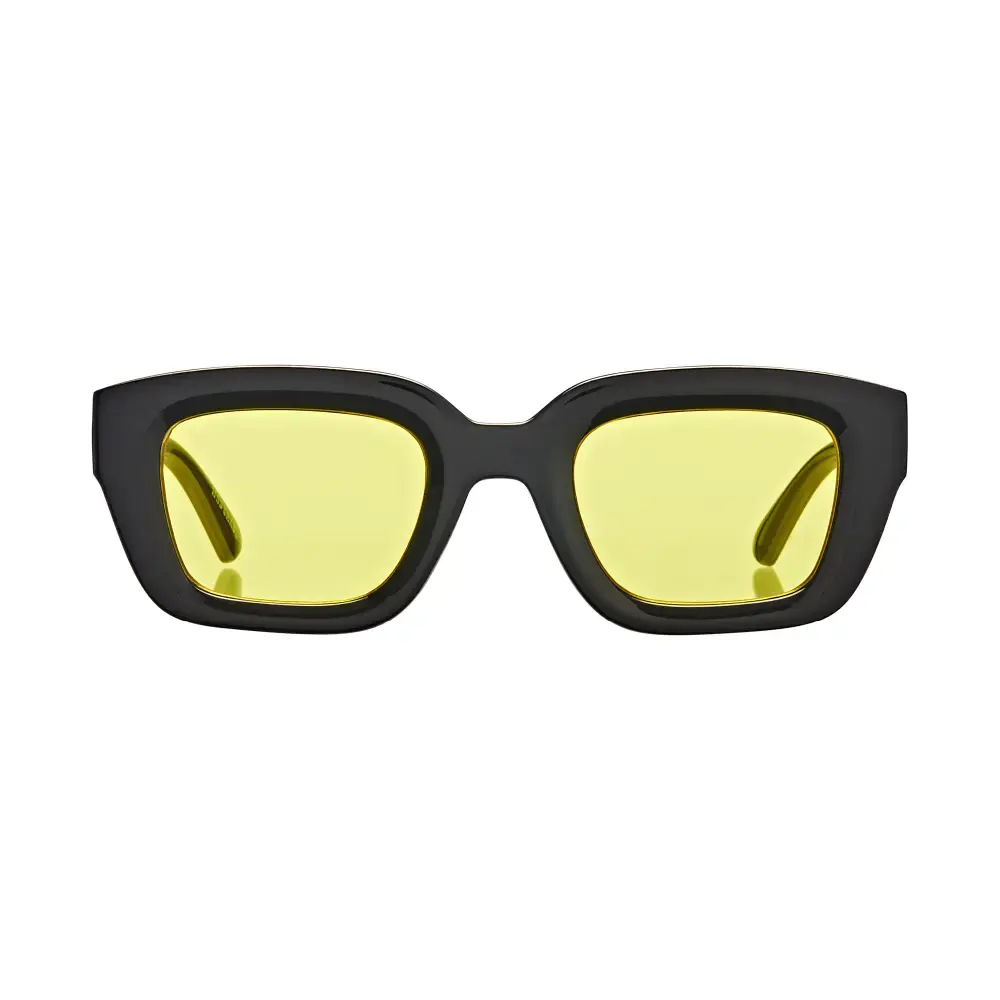 Mad Shade Bold Black Square Sunglasses with Yellow Tinted UV400 Lenses – Retro Unisex Oversized Fashion Shades #52 - Image 5